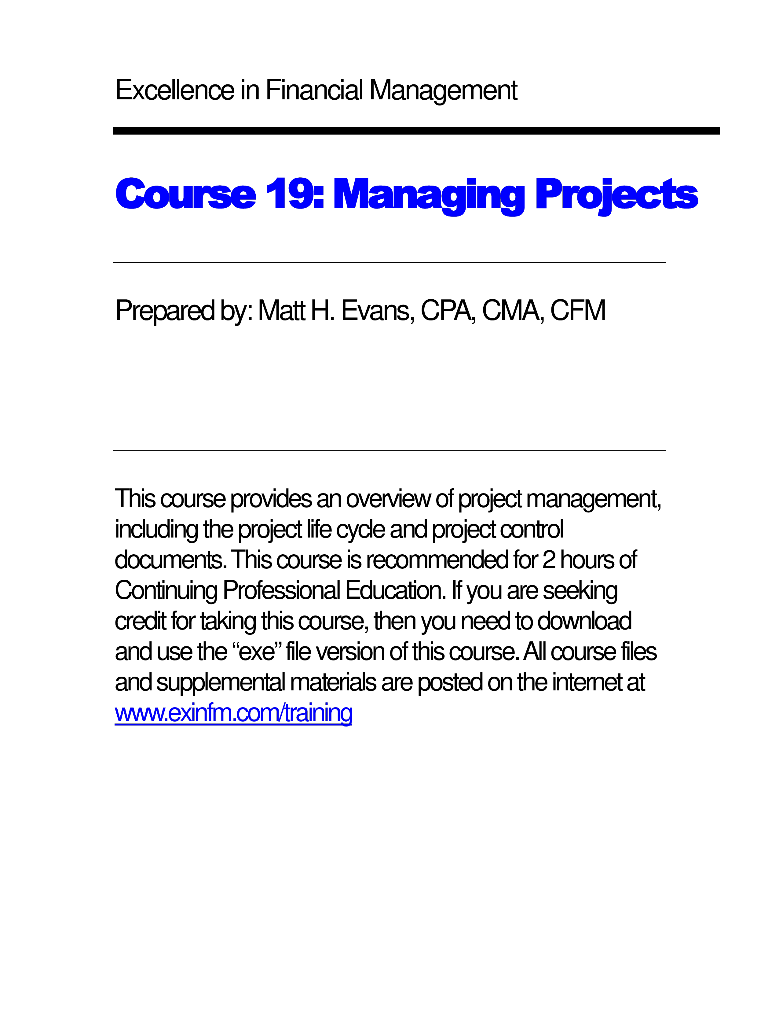 managing projects in financial management modèles