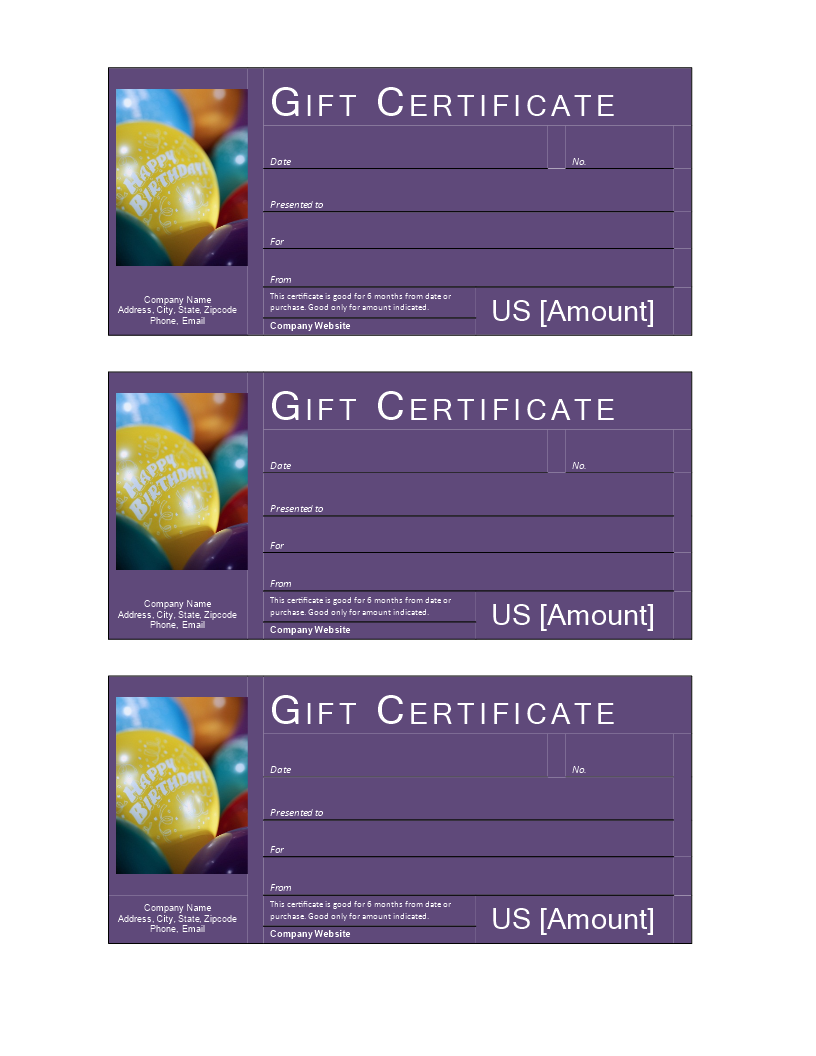 birthday gift certificate template