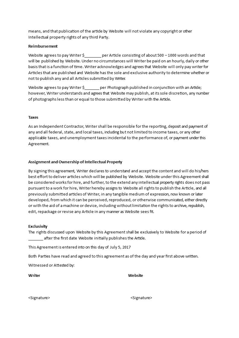 Content Creator Contract Template
