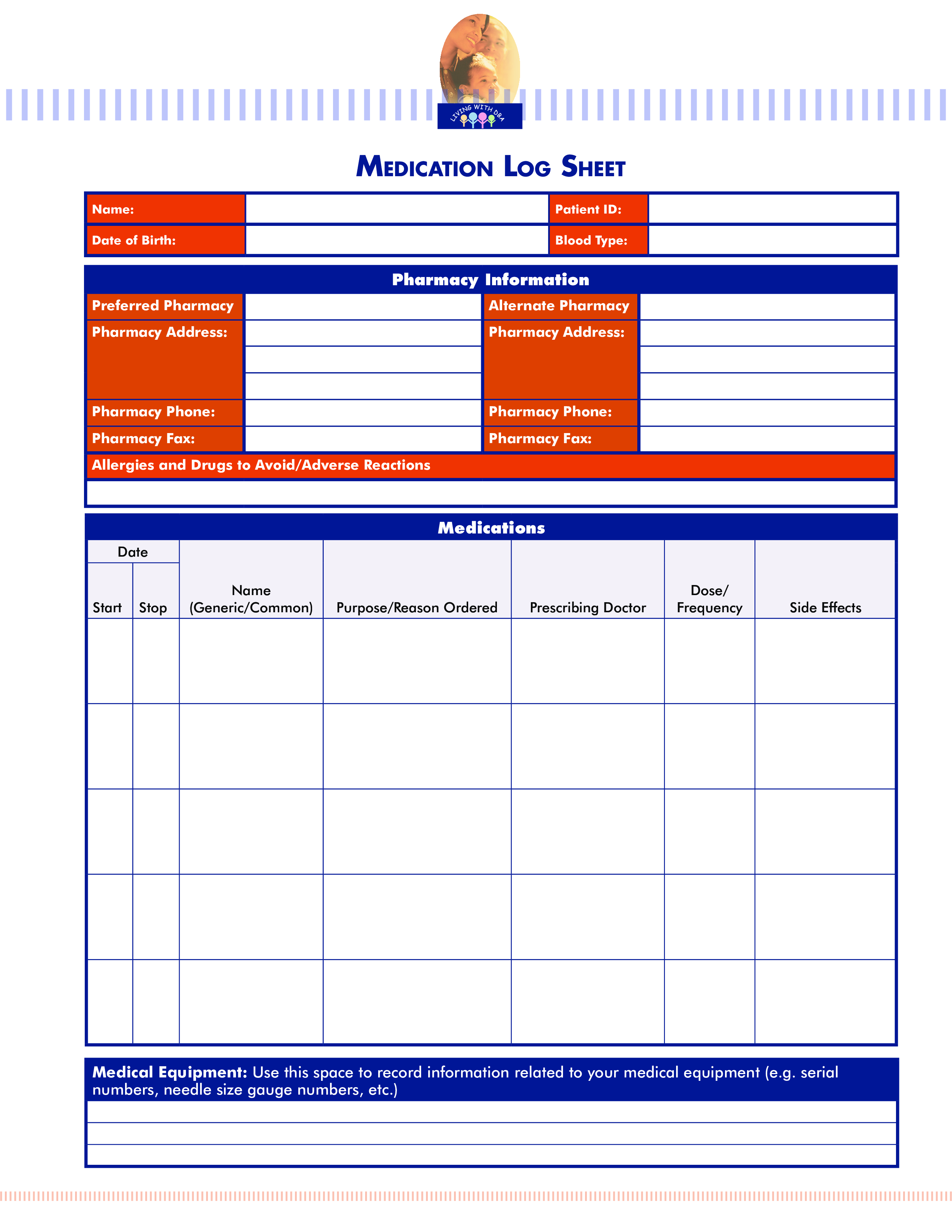 pharmacy information medication log Hauptschablonenbild