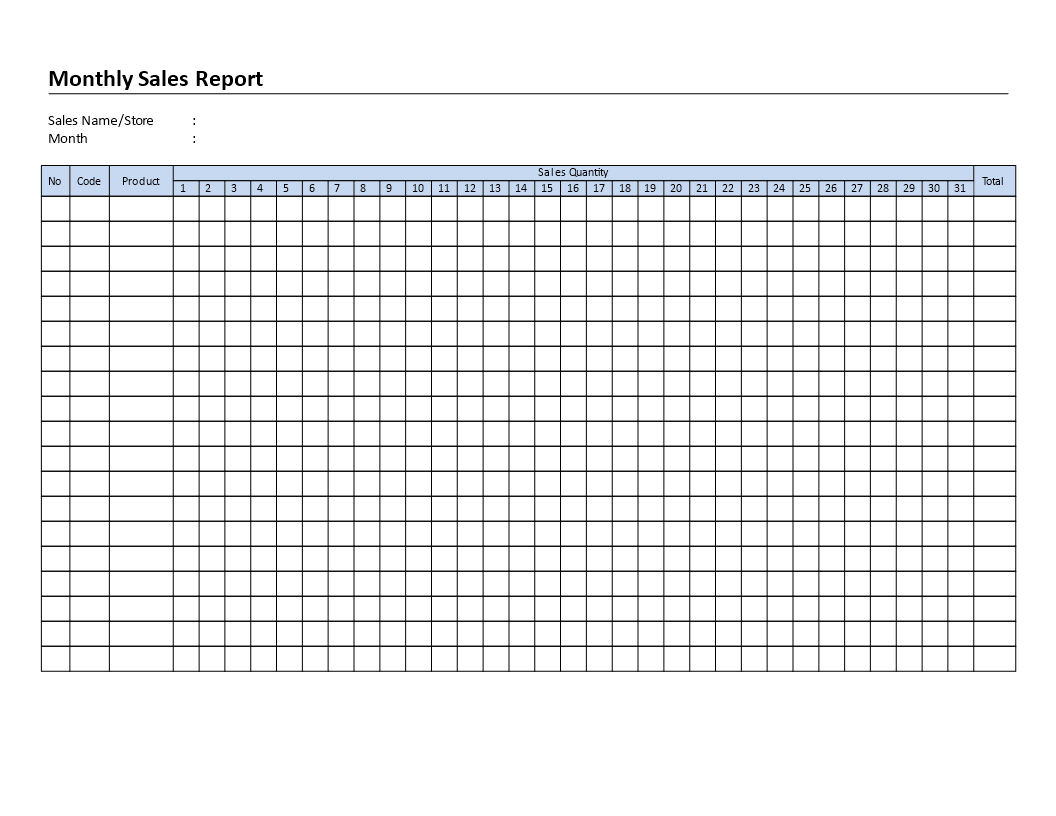 monthly sales report template Hauptschablonenbild