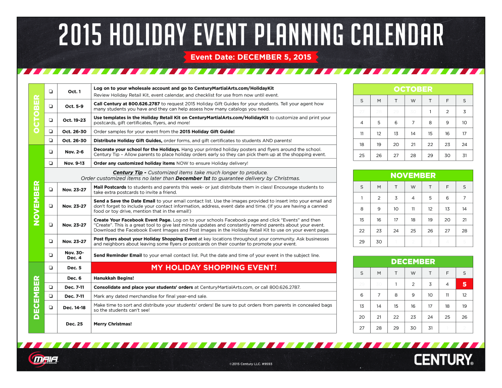 免费 Holiday Event Planning Calendar 样本文件在