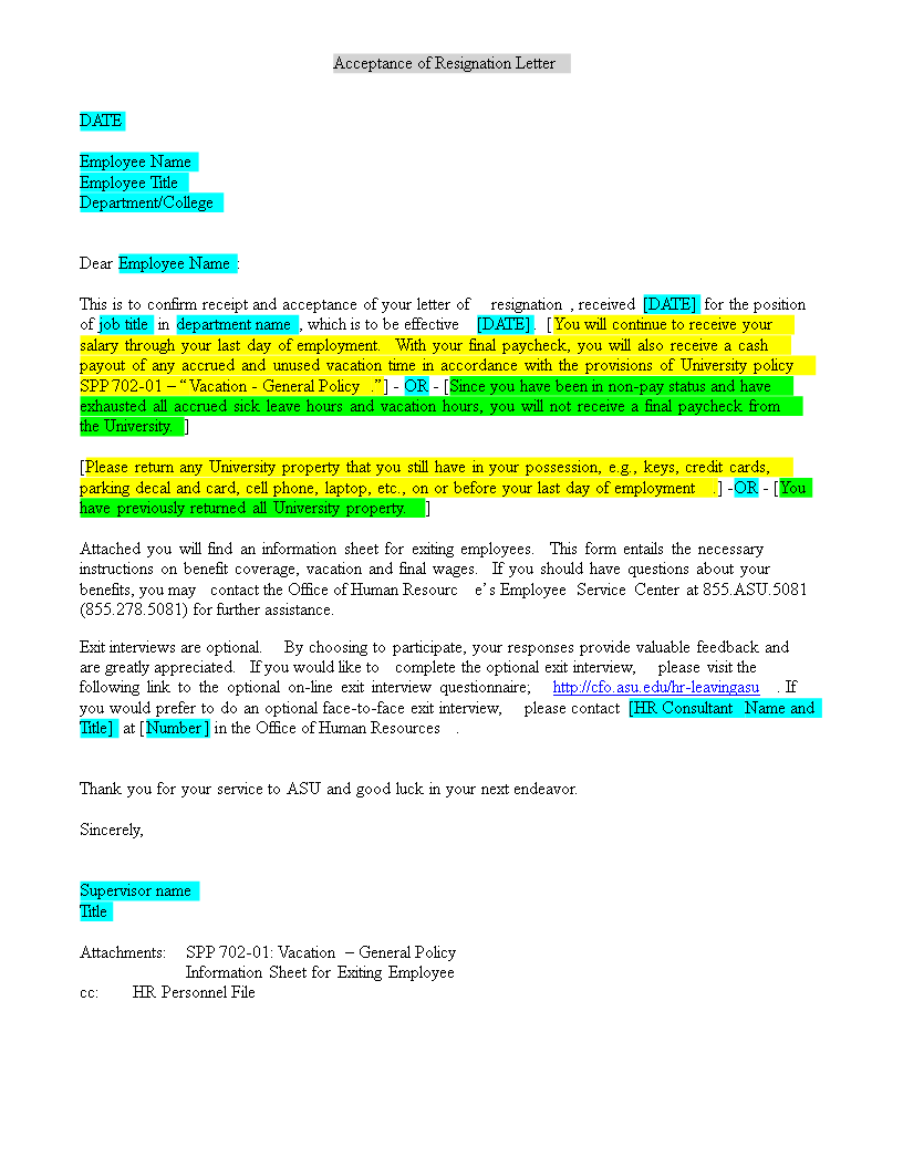 employee resignation acceptance letter voorbeeld afbeelding 