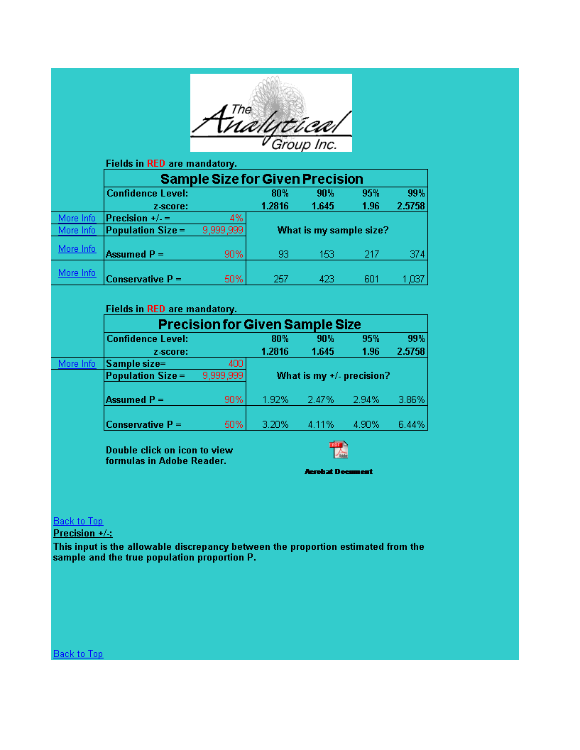 size calculator sample template