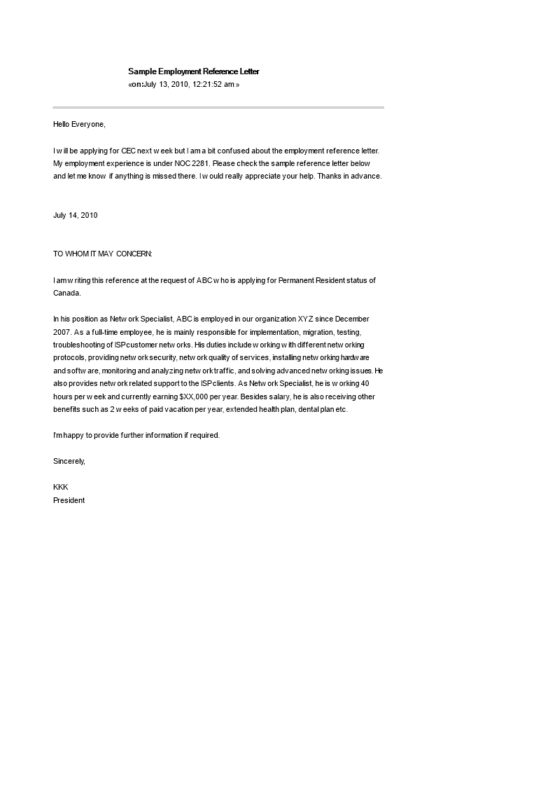 Employee Reference Letter Example from www.allbusinesstemplates.com