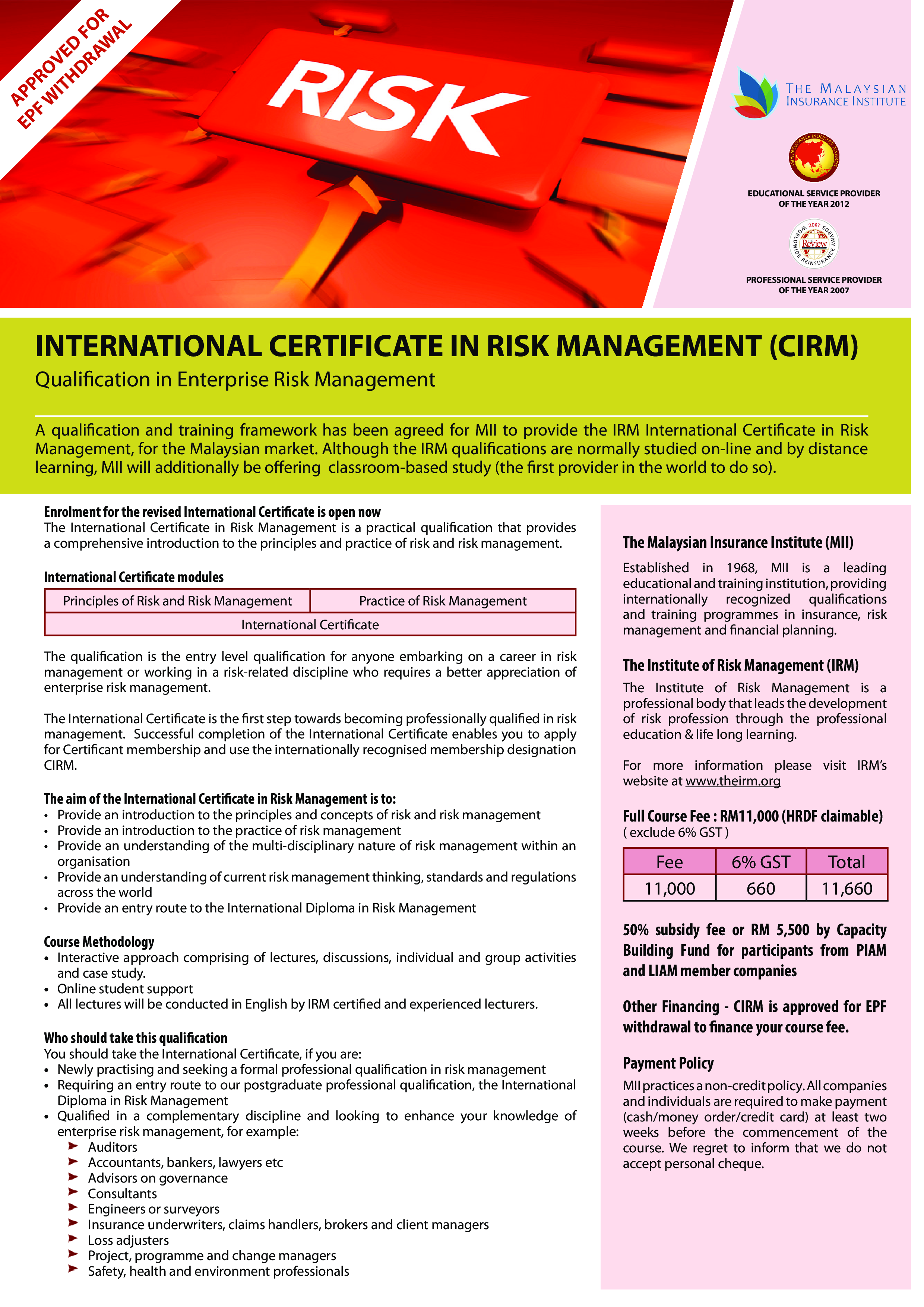 Risk Management Training Certificate Templates at