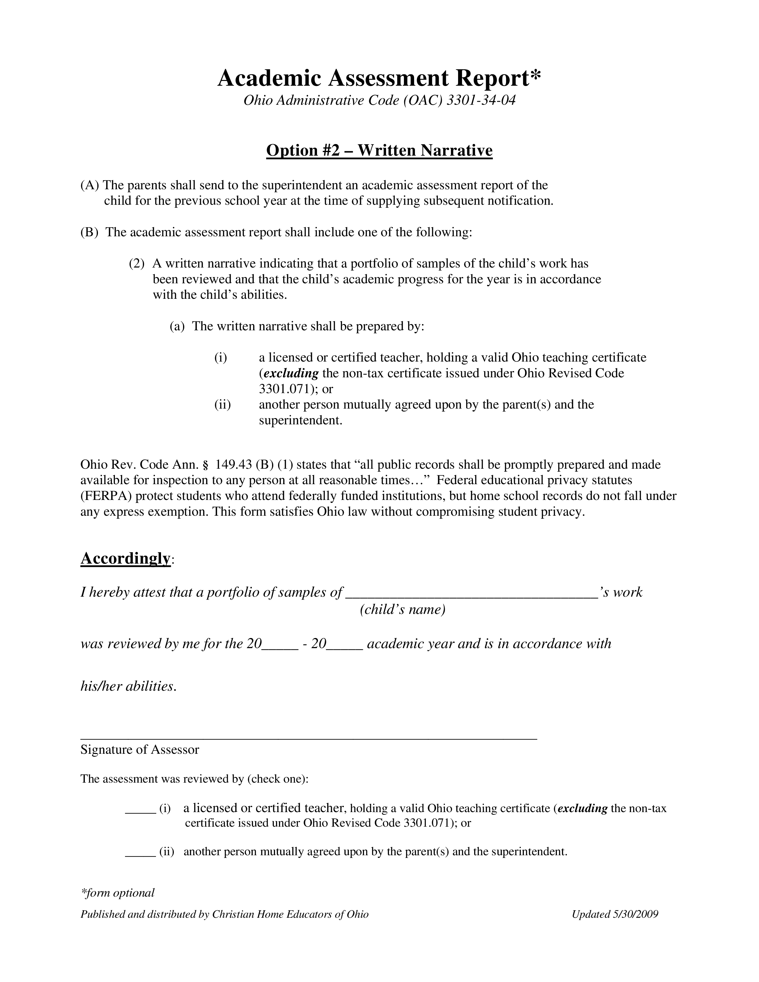 academic assessment report Hauptschablonenbild