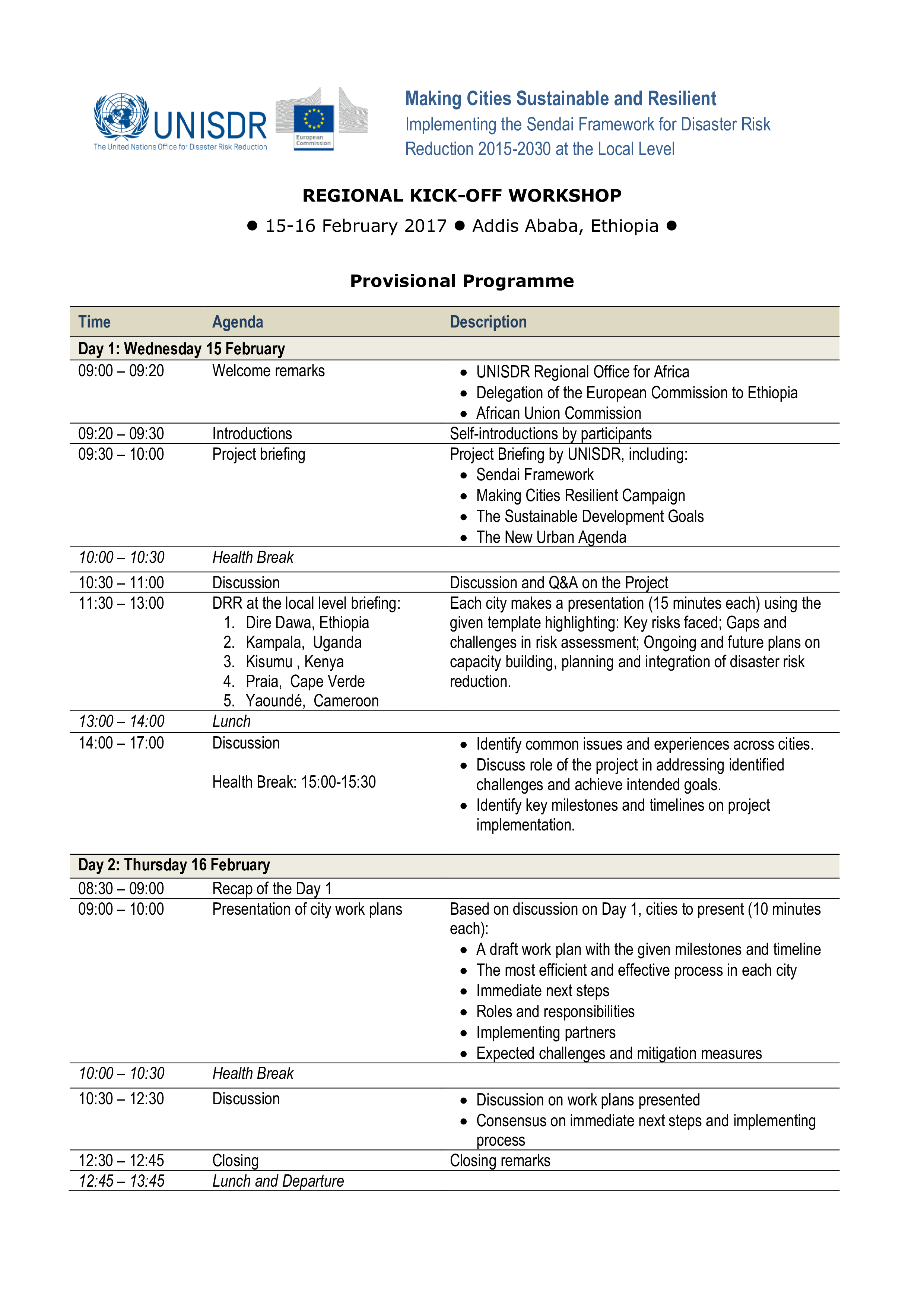 Workshop Agenda Template