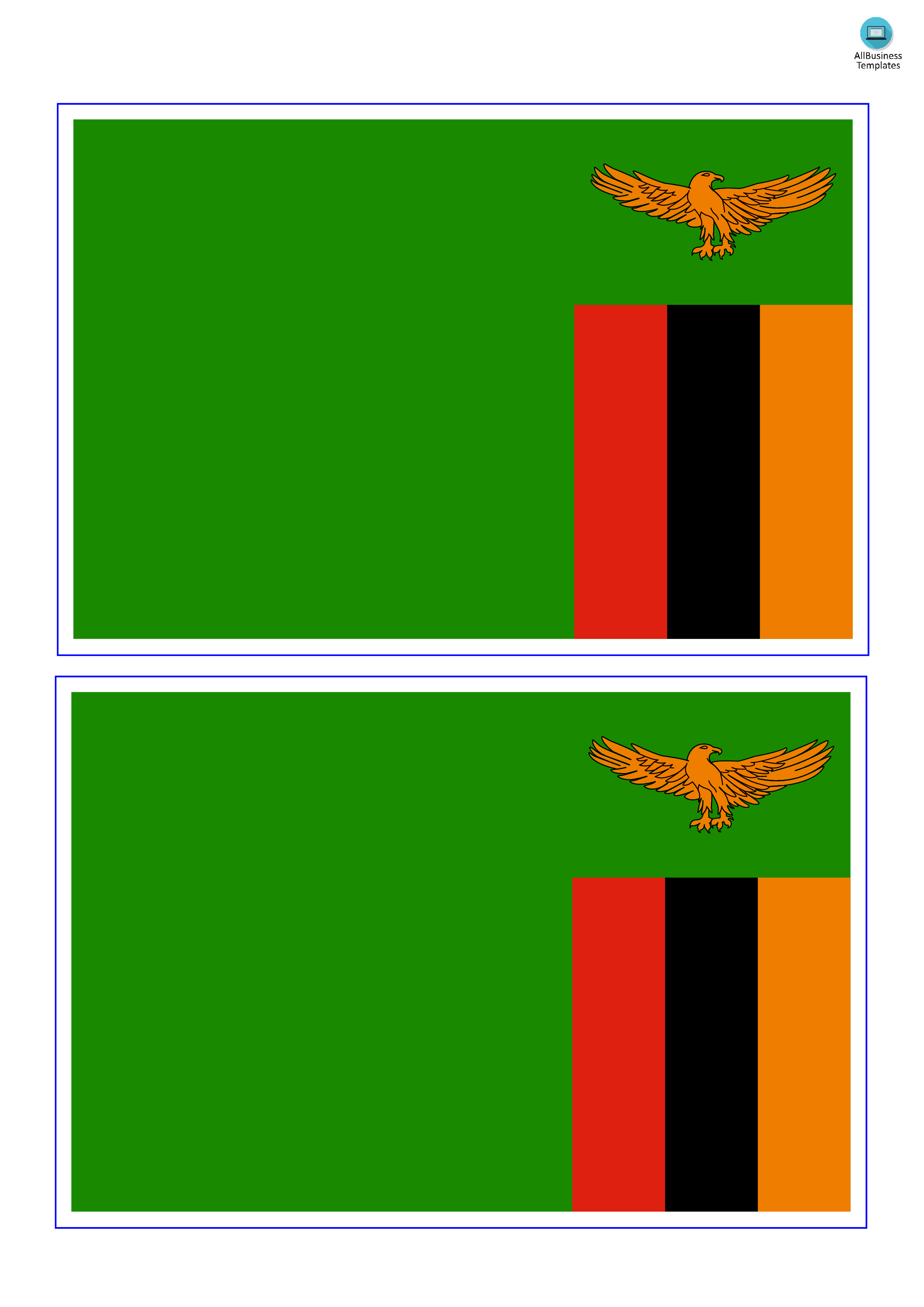 Zambia Printable Flag template | Templates at allbusinesstemplates.com