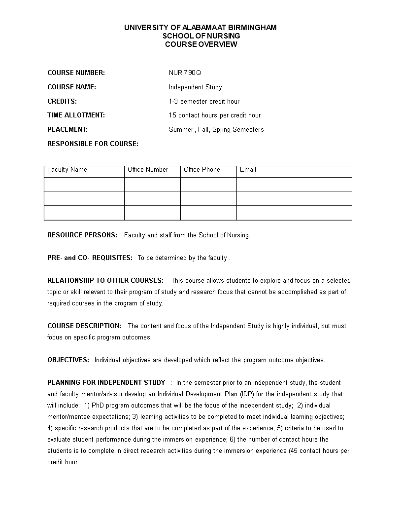 nursing learning contract template