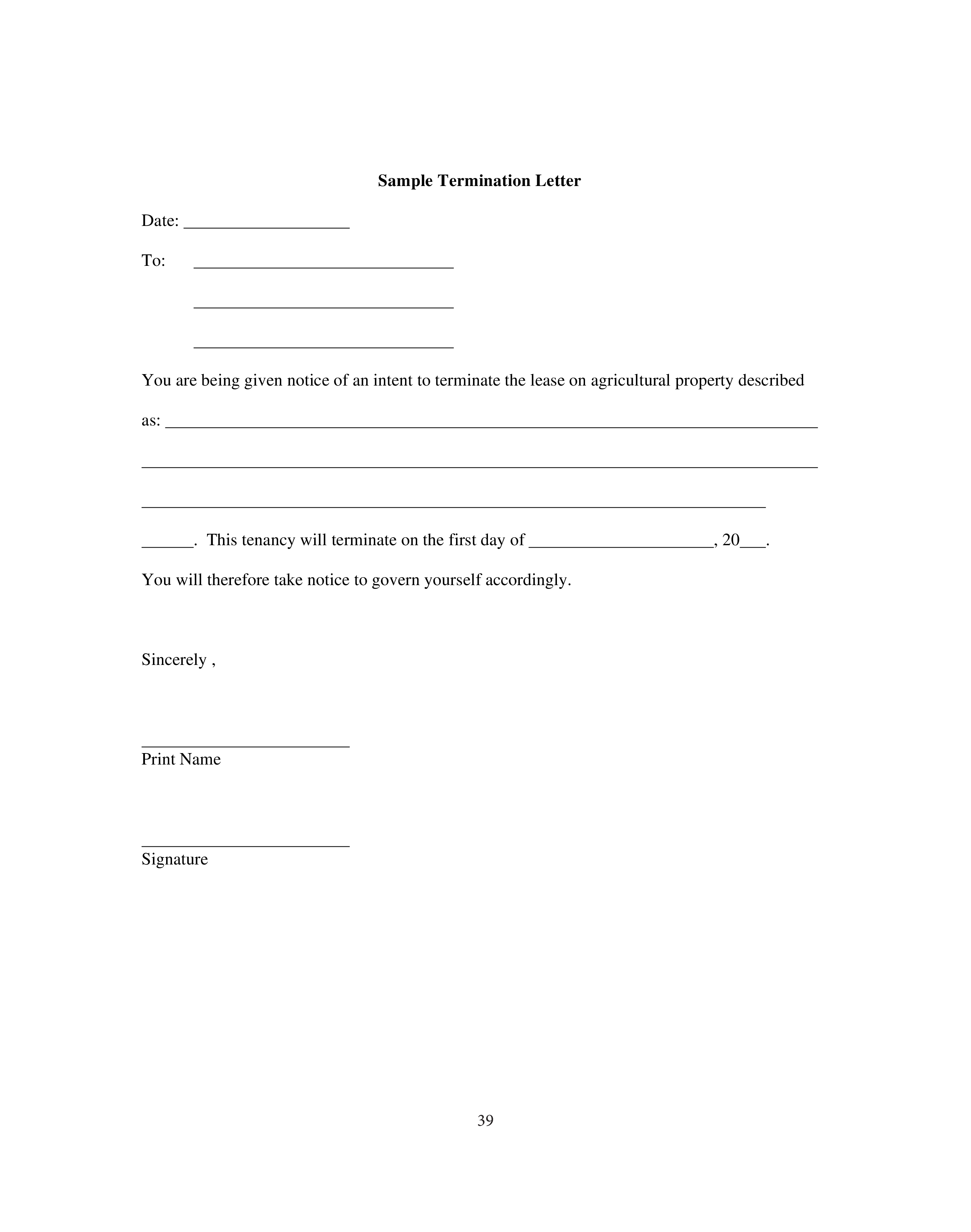 Kostenloses Sample Lease Termination Letter