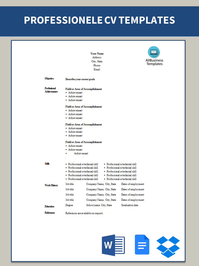 professionele curriculum vitae Hauptschablonenbild