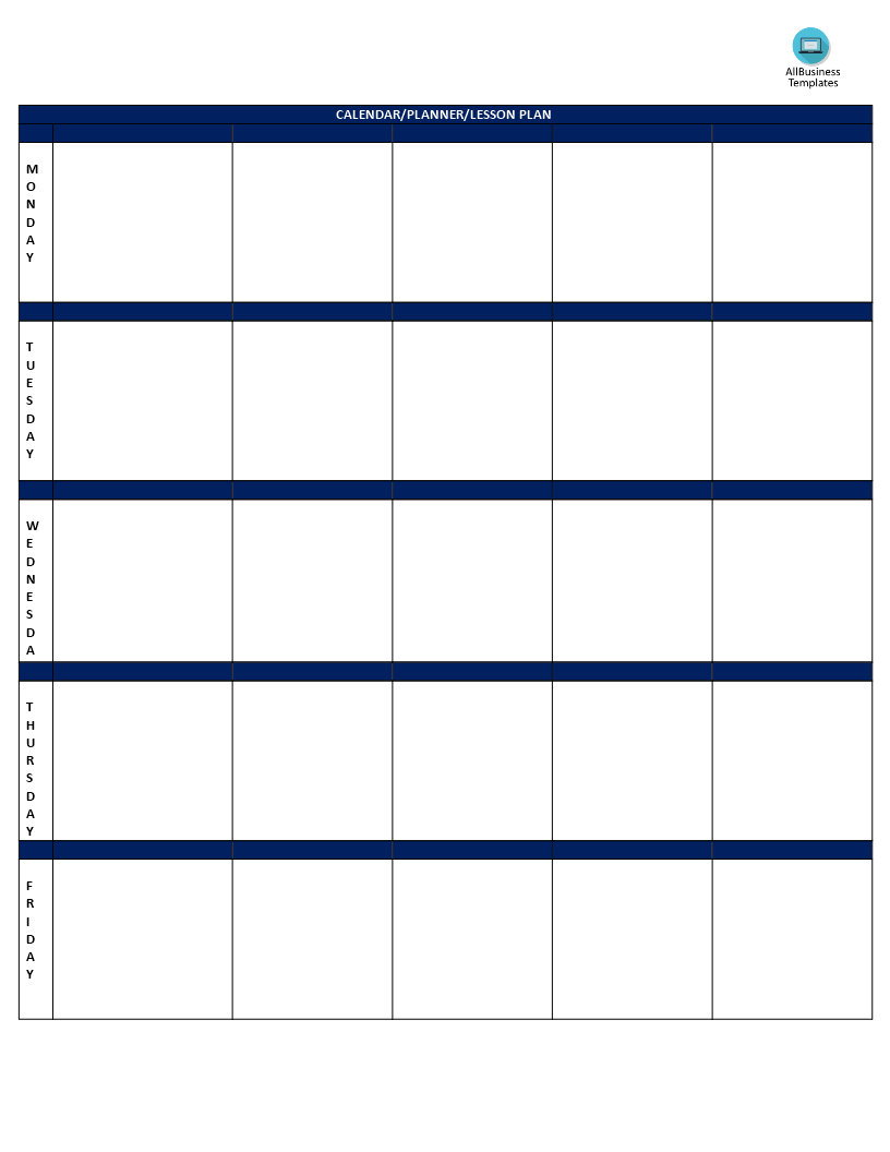 lesson plan form word Hauptschablonenbild