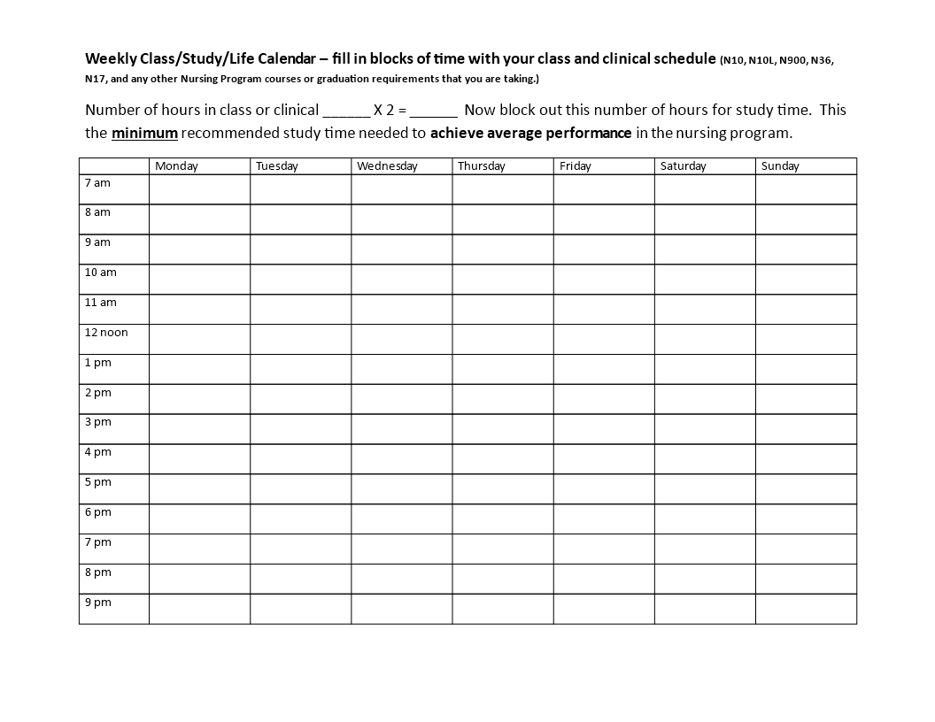 7 day schedule Hauptschablonenbild