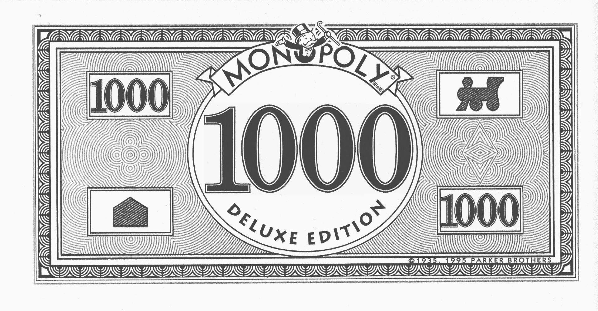 printable 1000 bill monopoly money voorbeeld afbeelding 