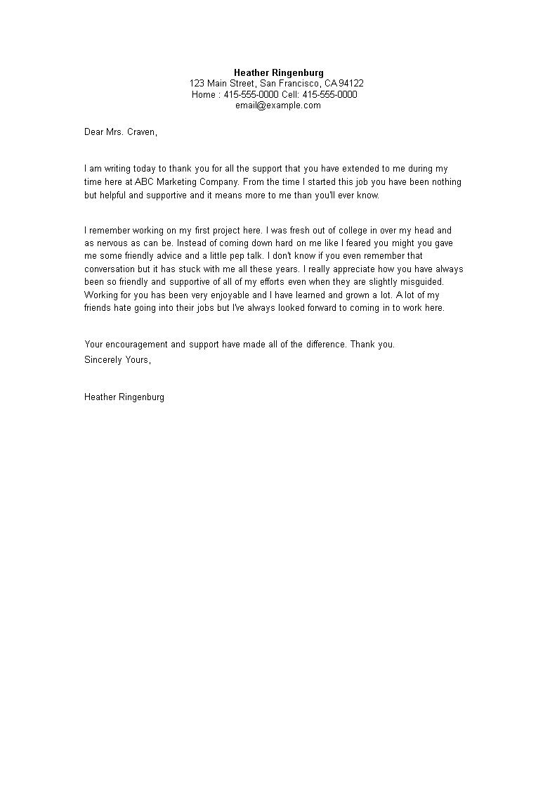 employer thank you letter to boss sample modèles
