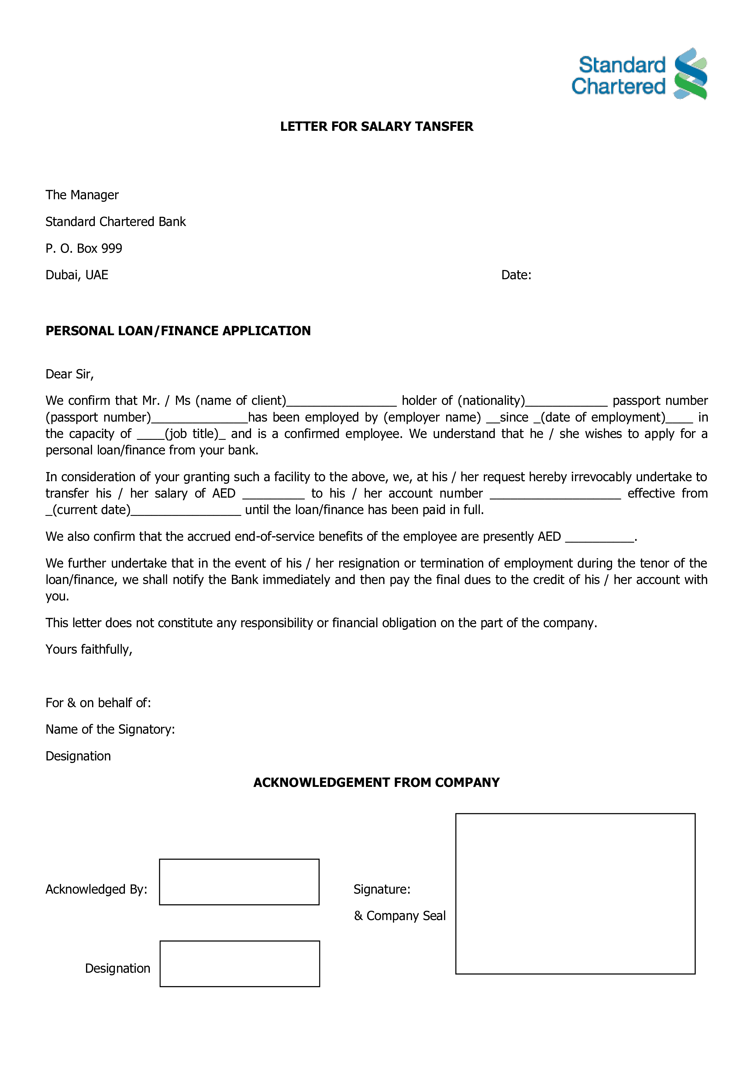 salary transfer letter to bank Hauptschablonenbild