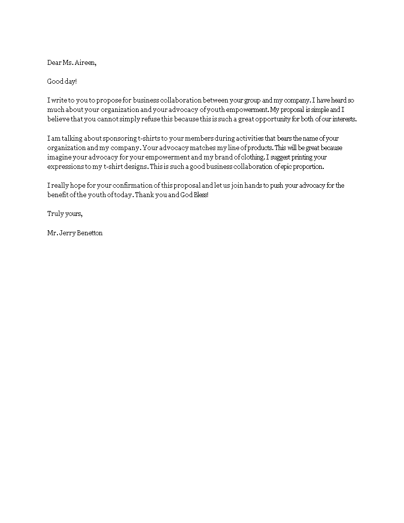 proposal letter for business modèles