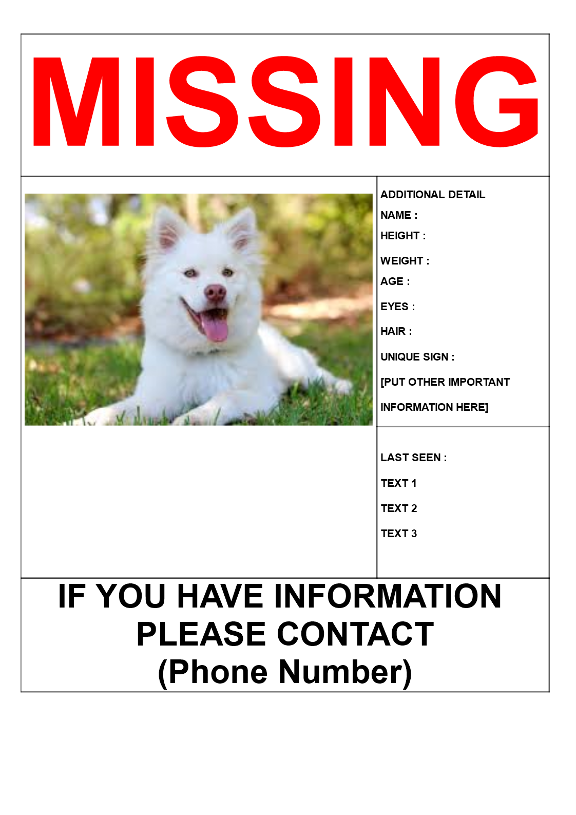 Missing pet poster template Templates at