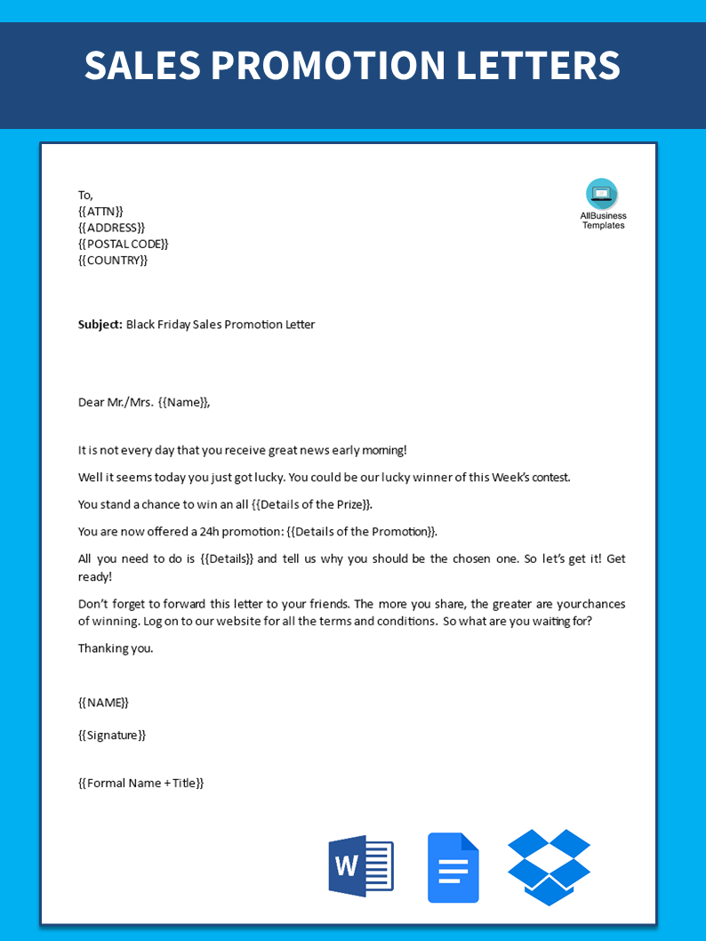 format promotion offer letter to customer modèles