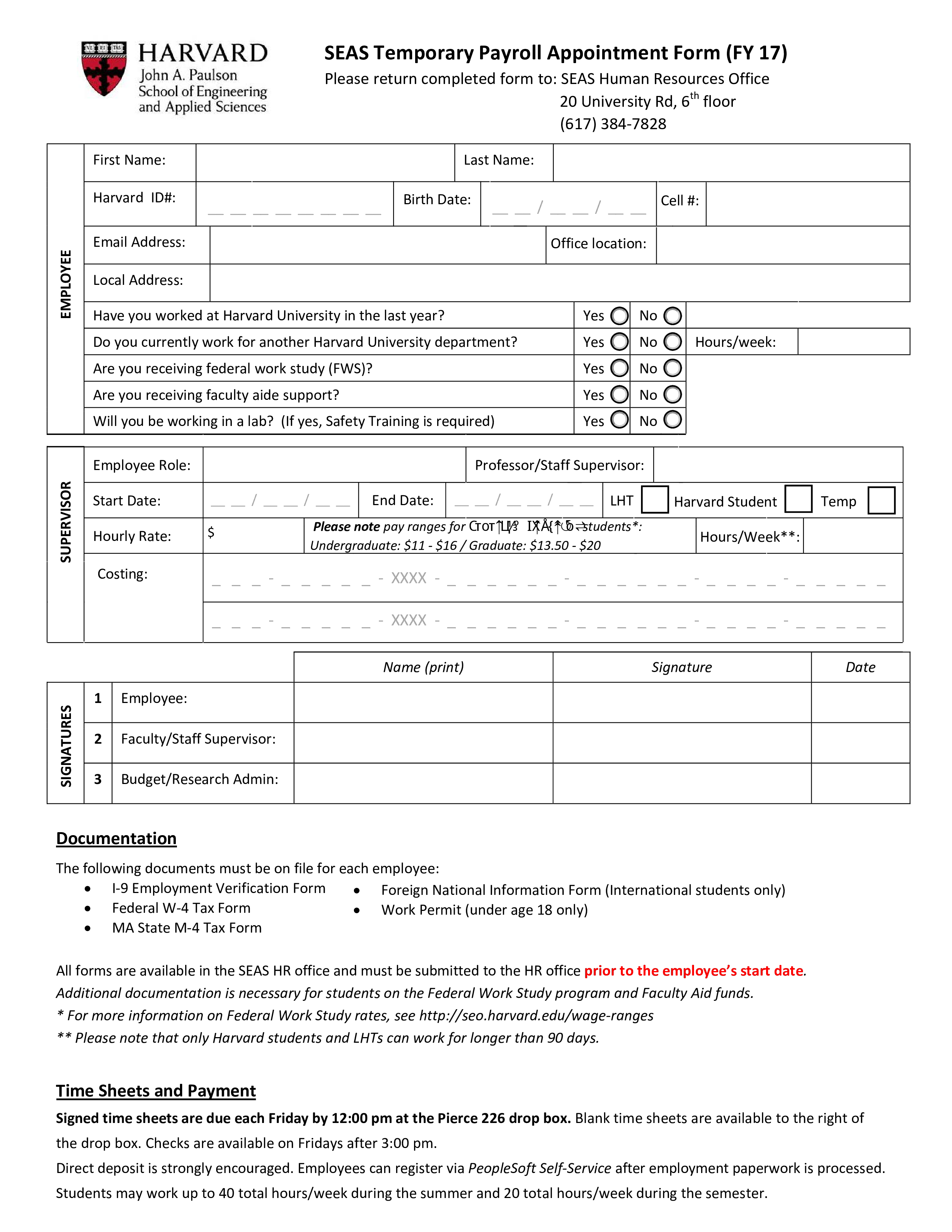 temporary appointment form modèles