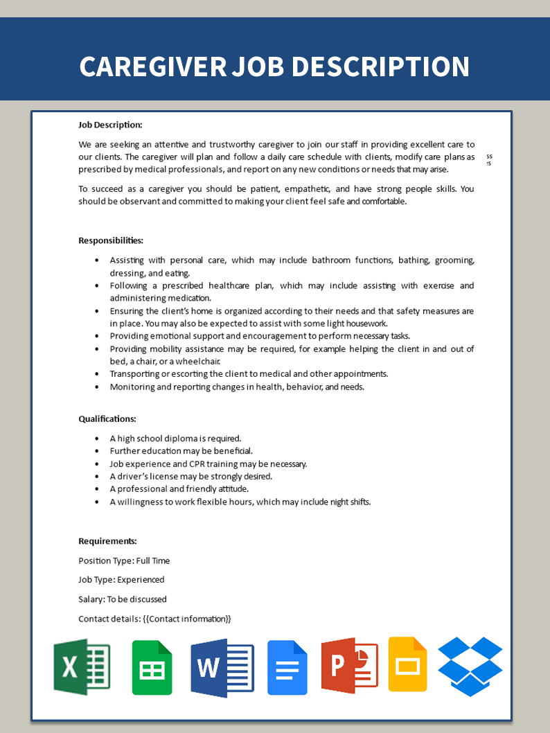 caregiver job description template