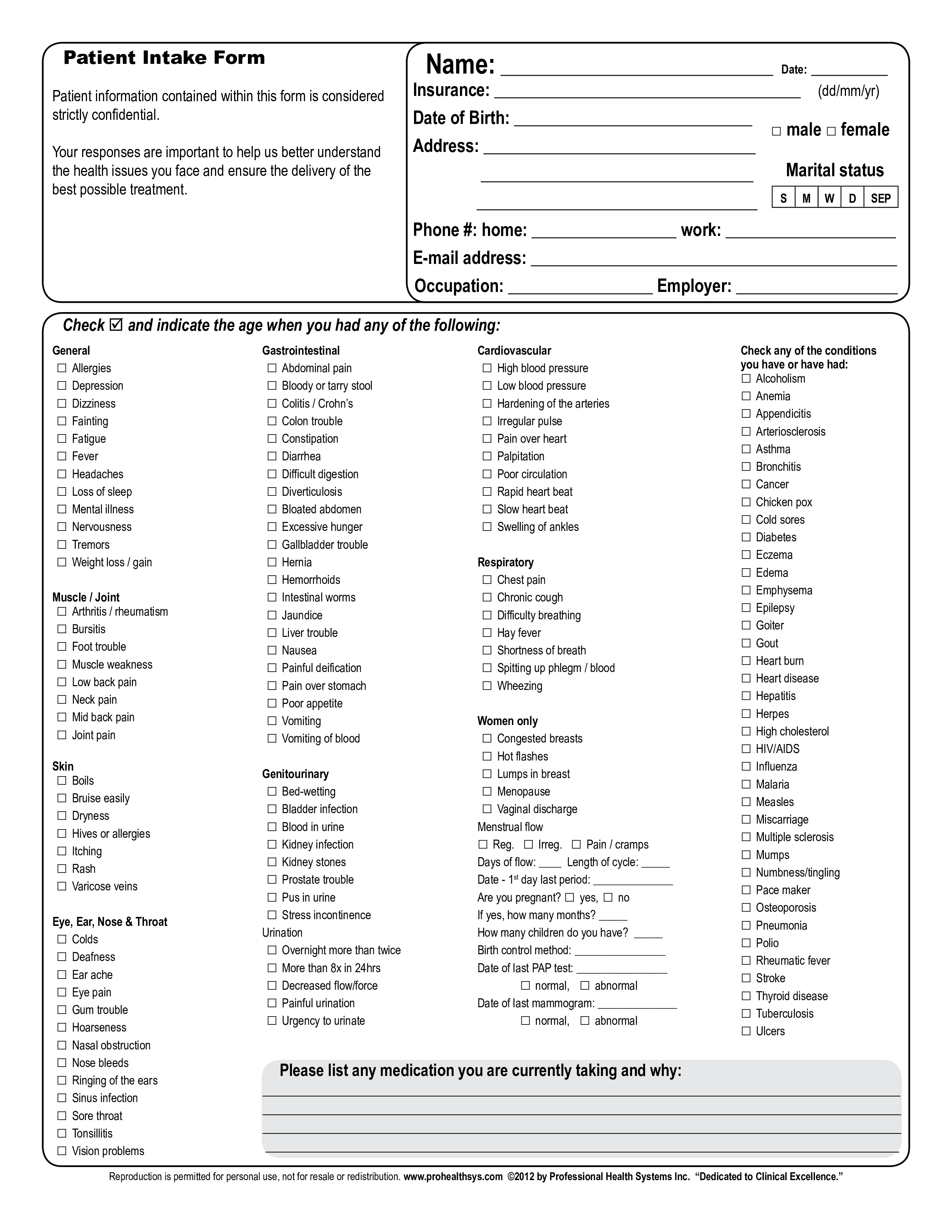 Patient Intake Form 模板