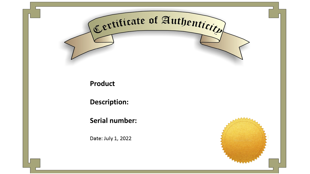 Certificate of Authenticity template main image