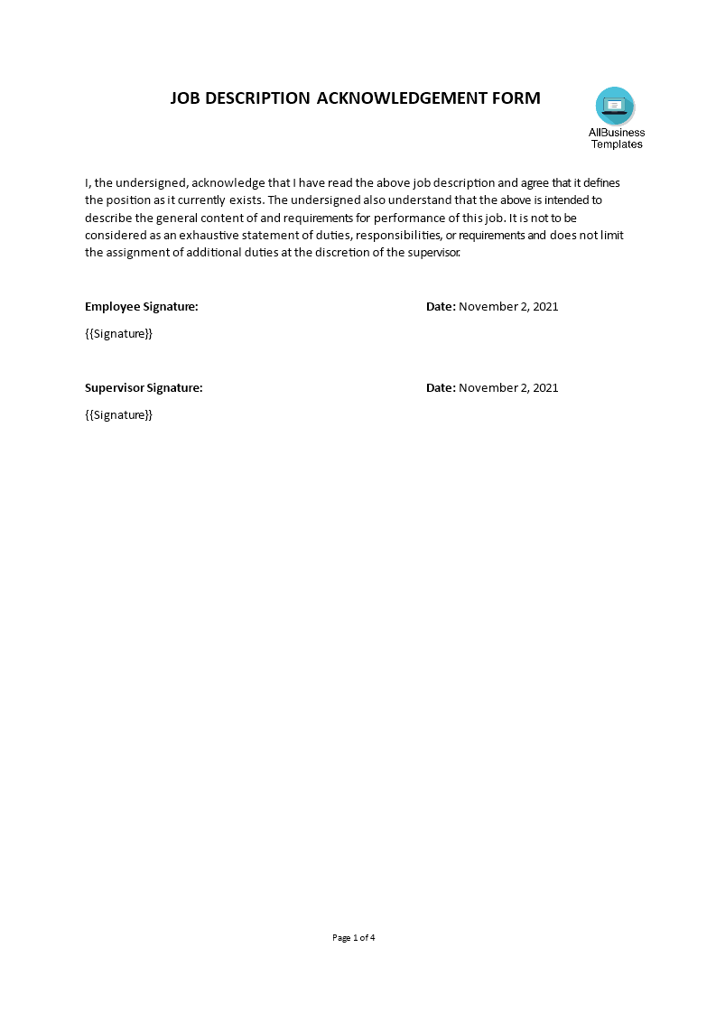 acknowledgement form template