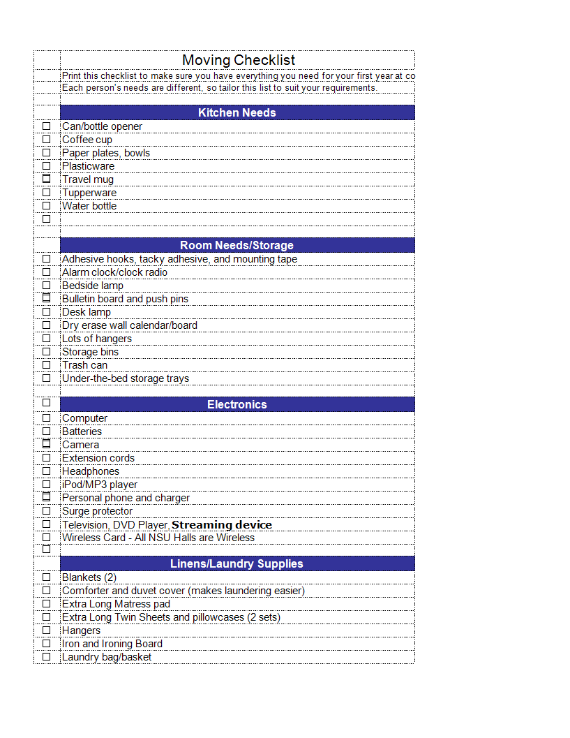 Moving House Checklist in excel  Templates at With Regard To Free Moving House Cards Templates