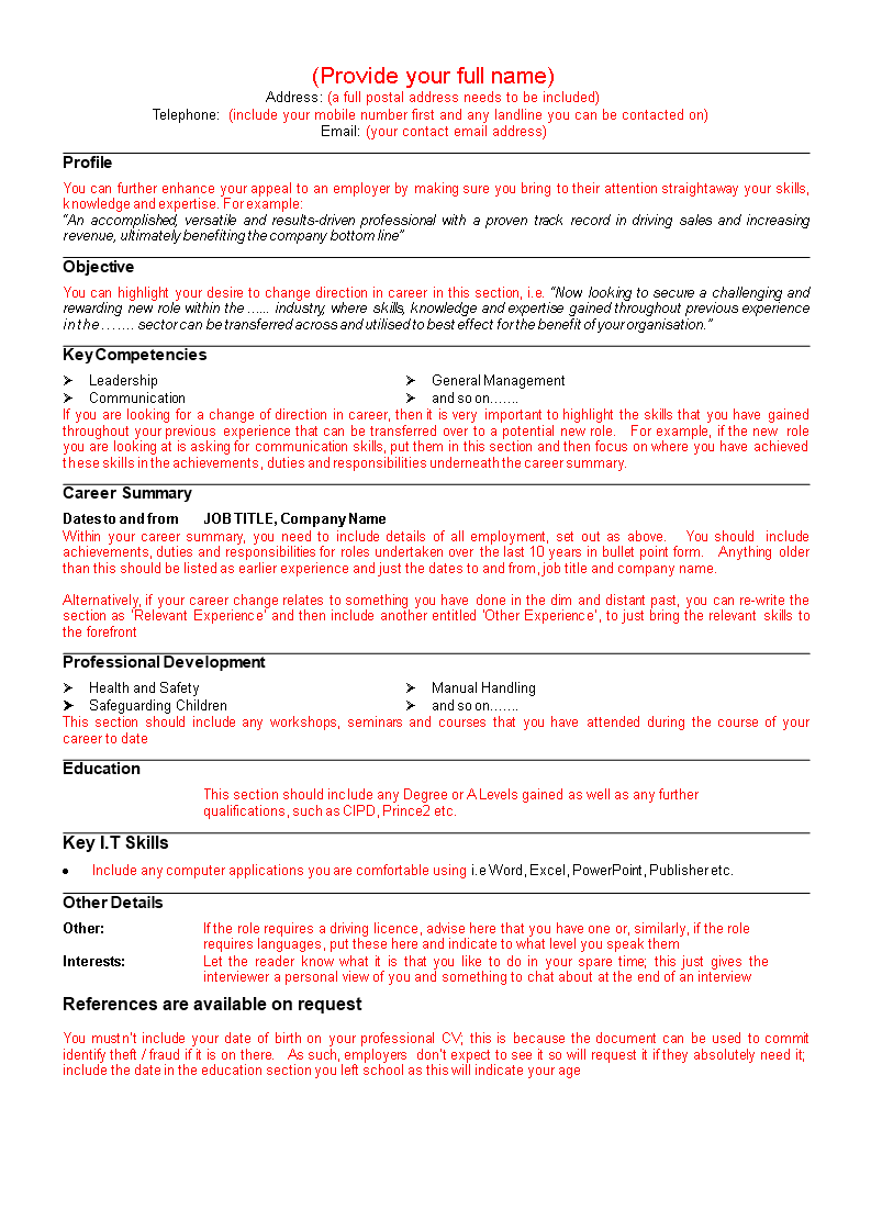 Sample Professional Resume main image