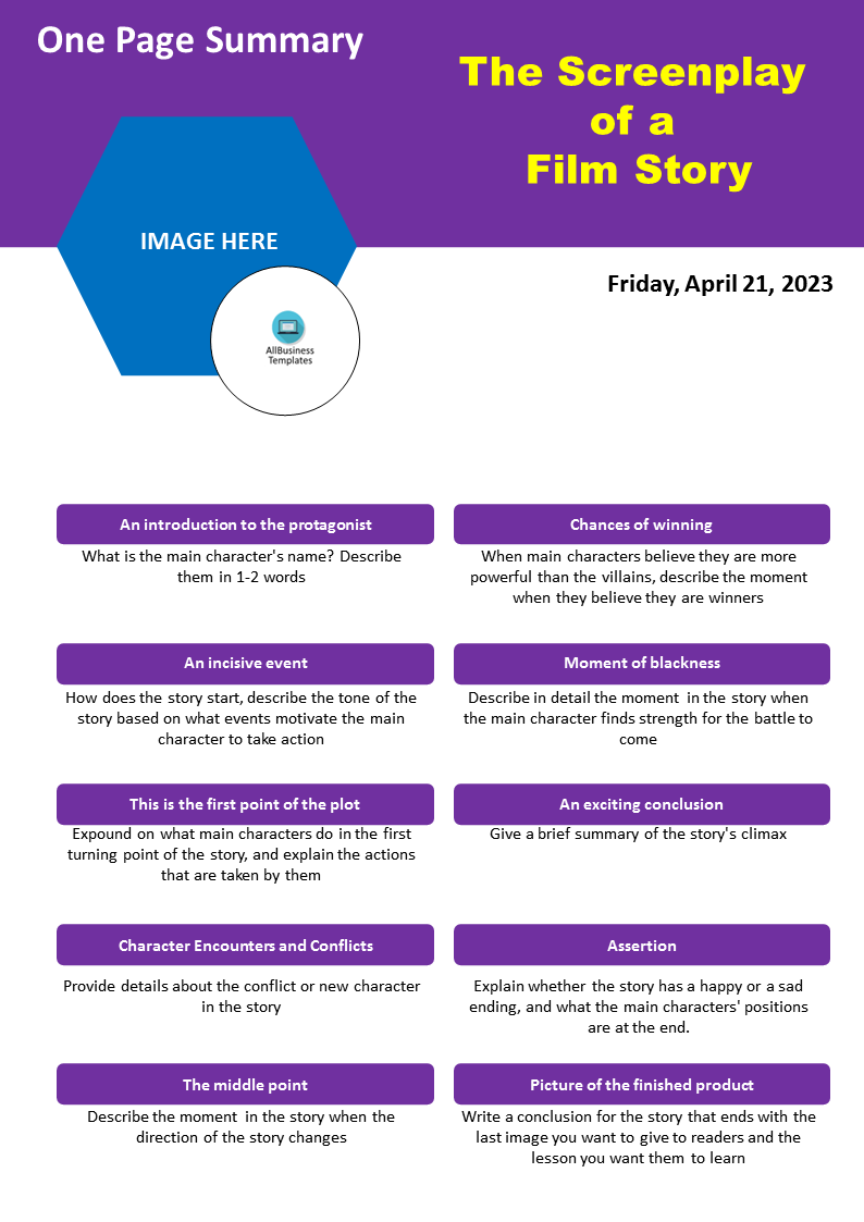 screenplay template template