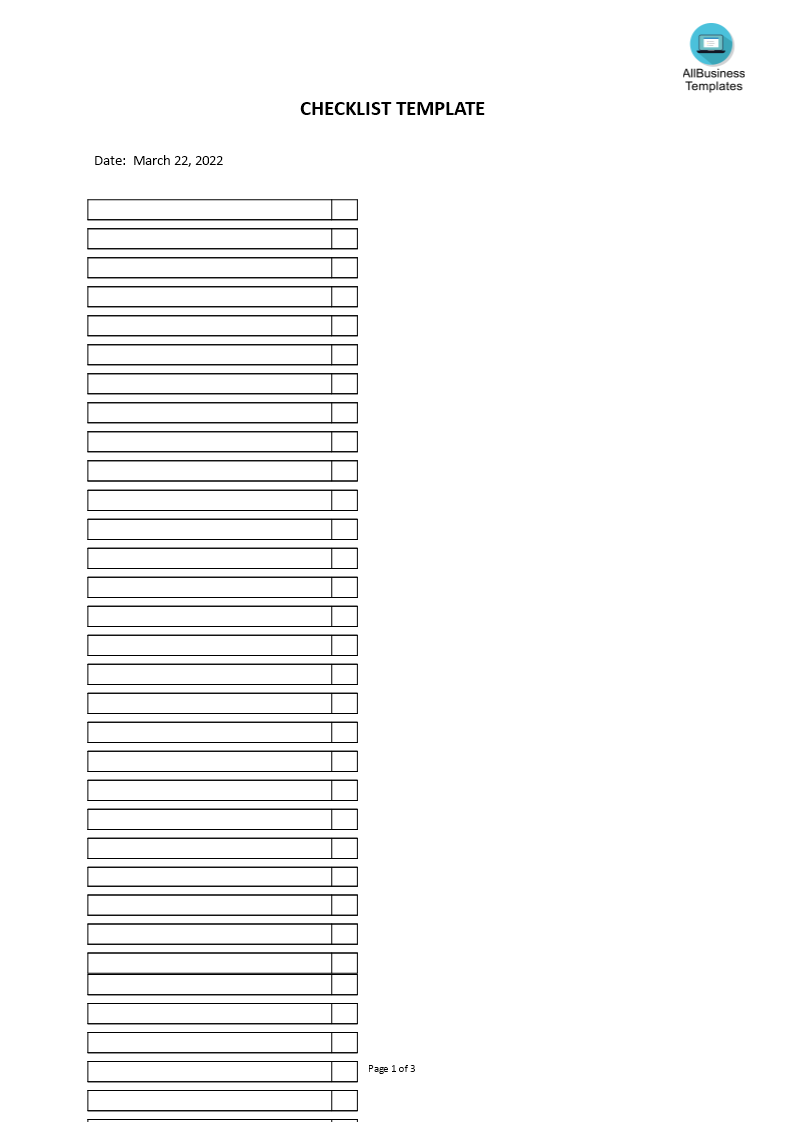 Checklist Template 模板