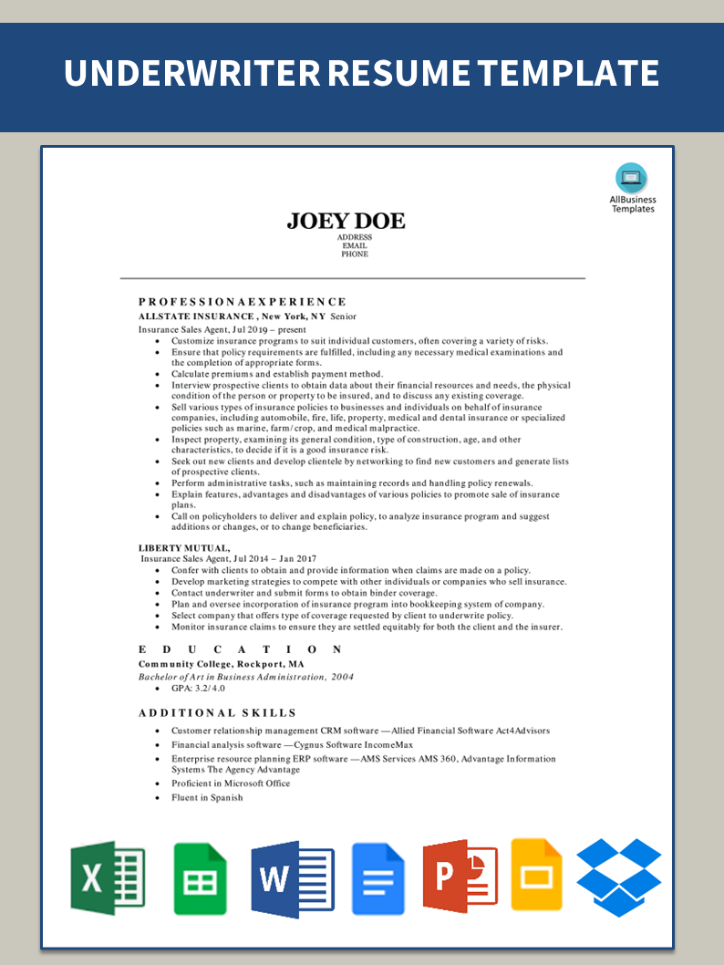 Insurance Agent Resume Example main image