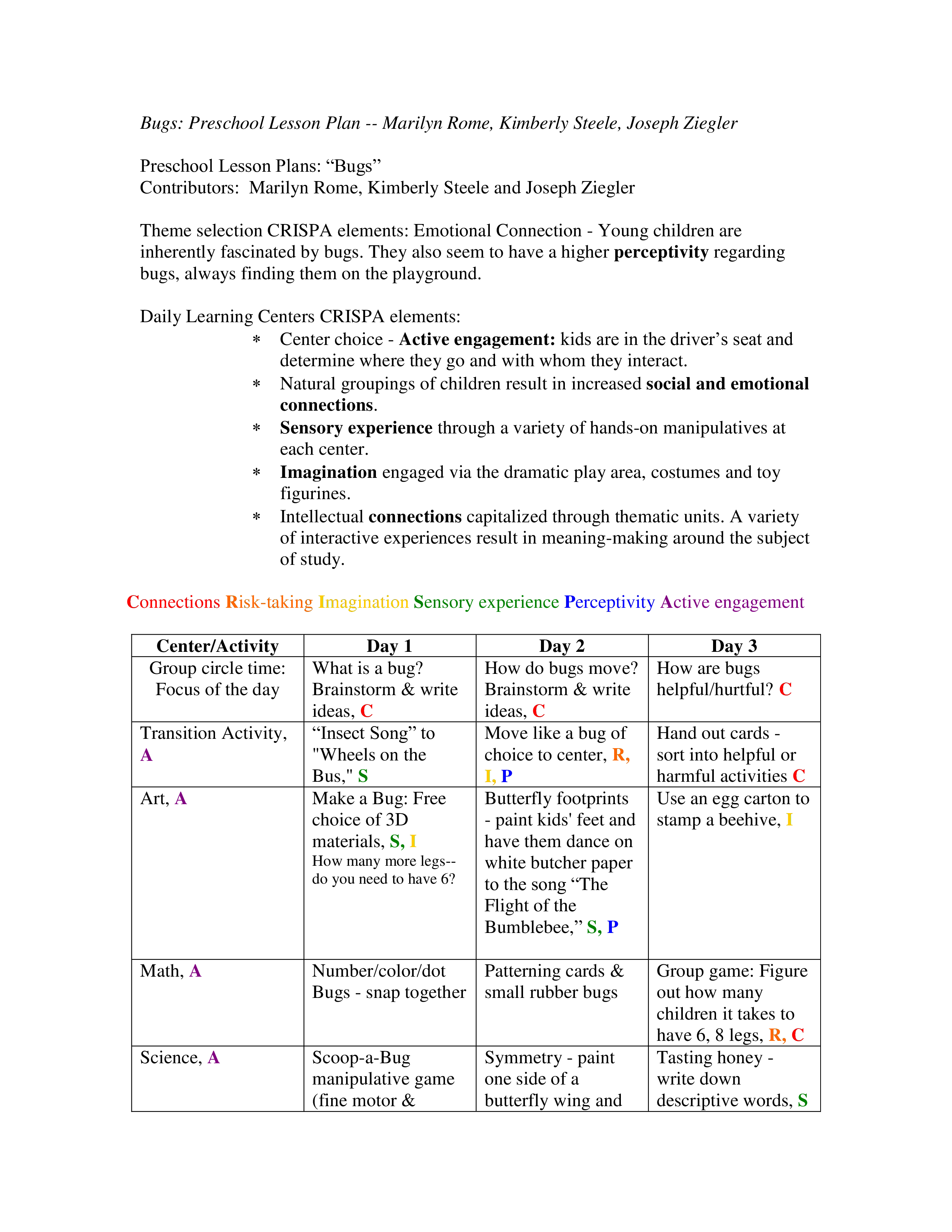 Kostenloses Preschool Science Lesson Plan