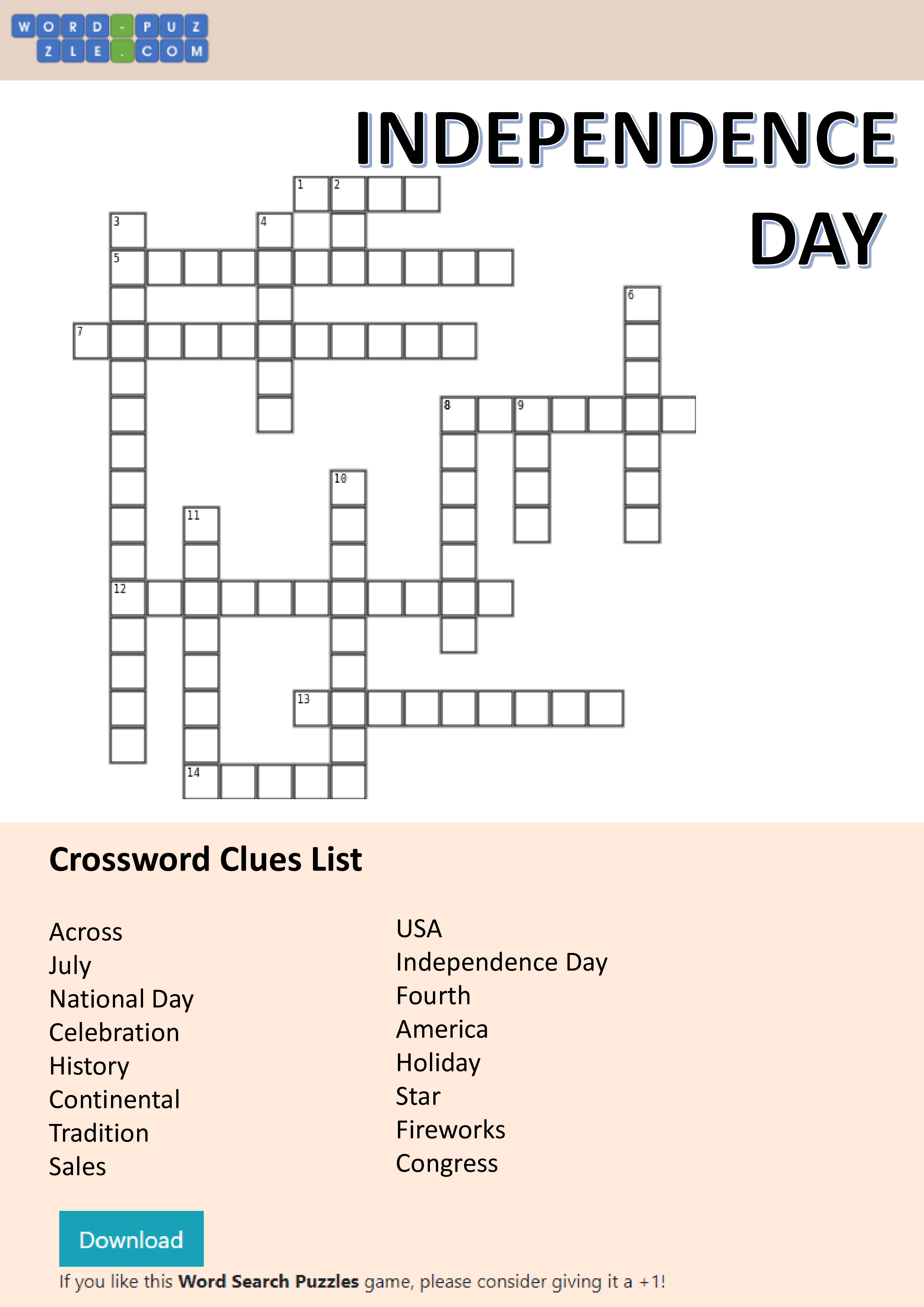 Independence Day Crossword Puzzle main image