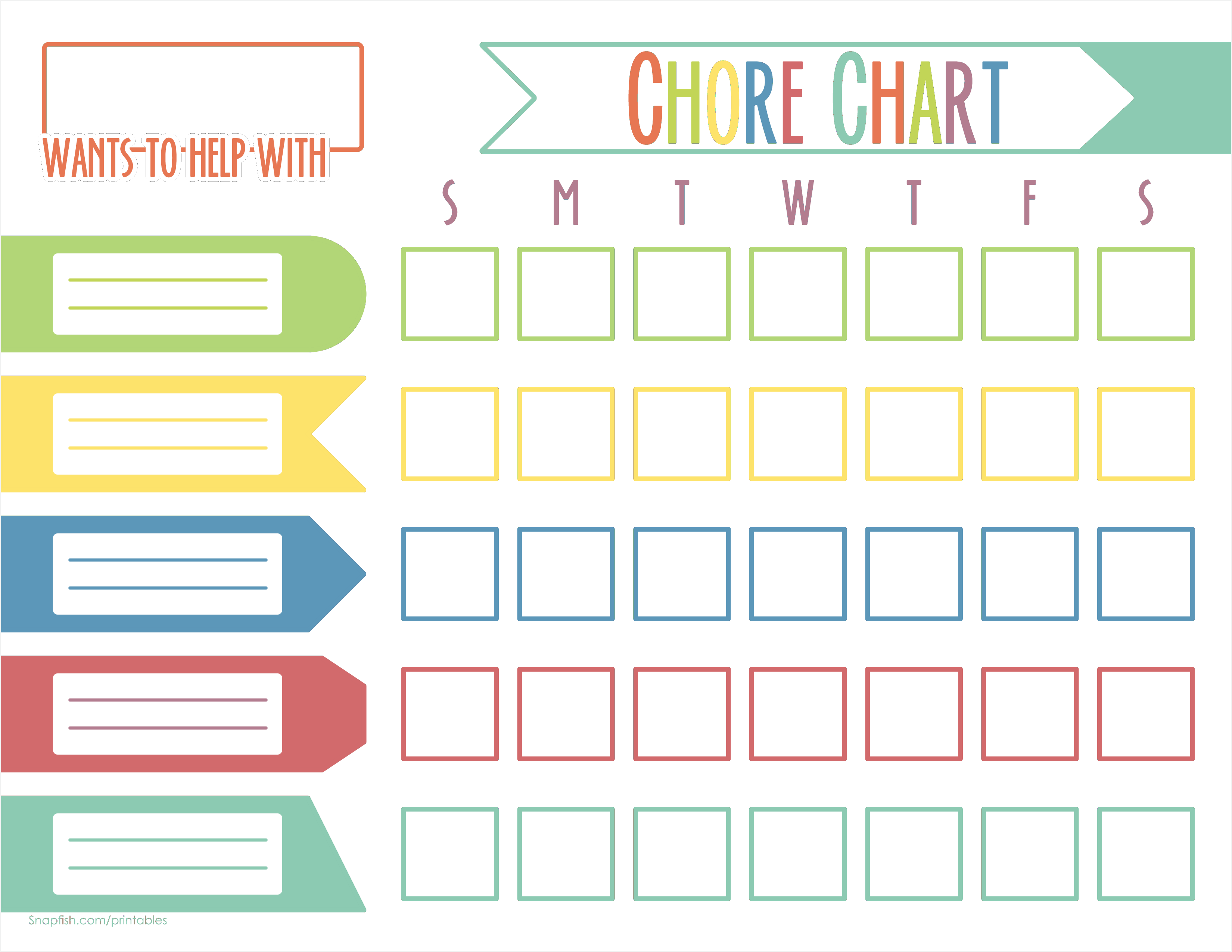 chore chart for kids template