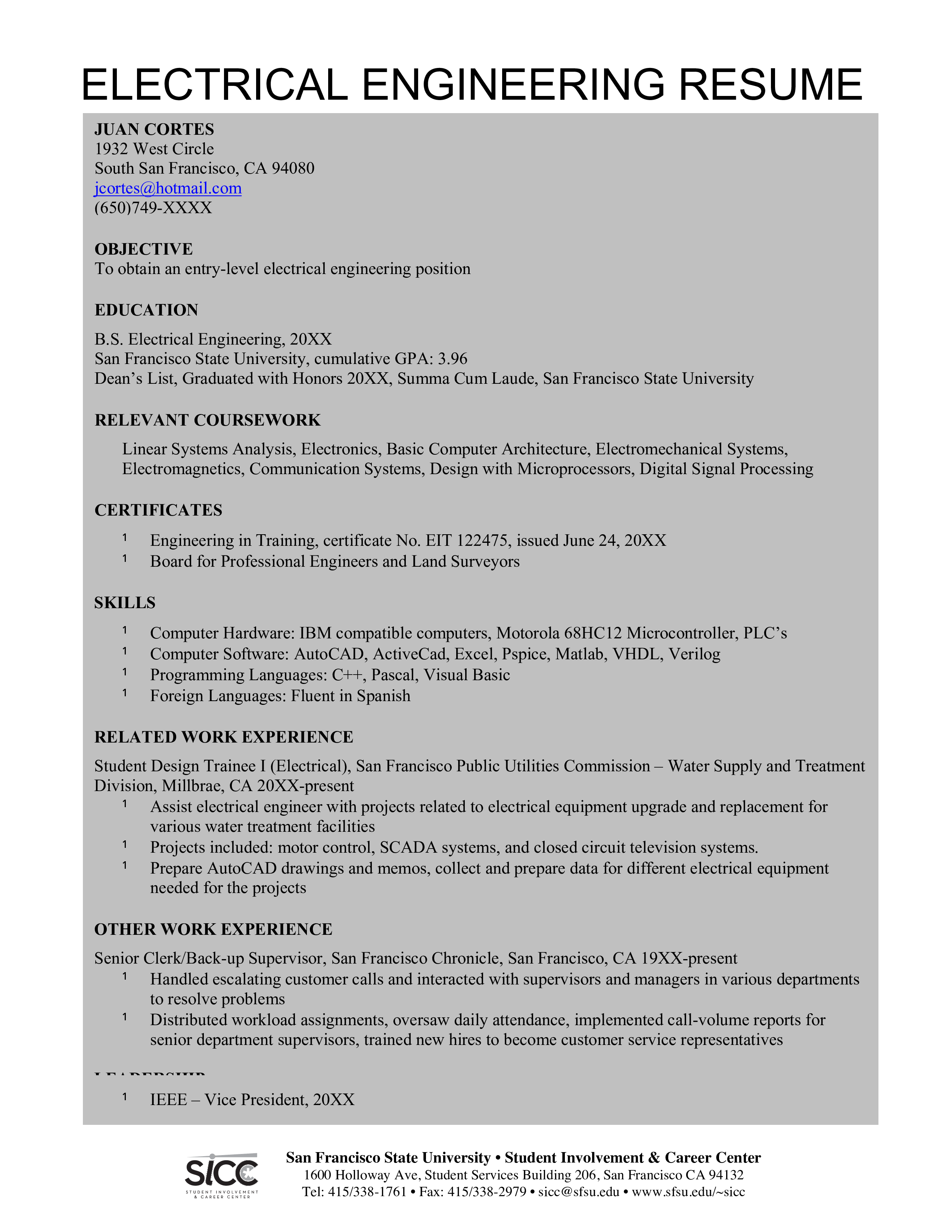 Electrical Curriculum Vitae main image