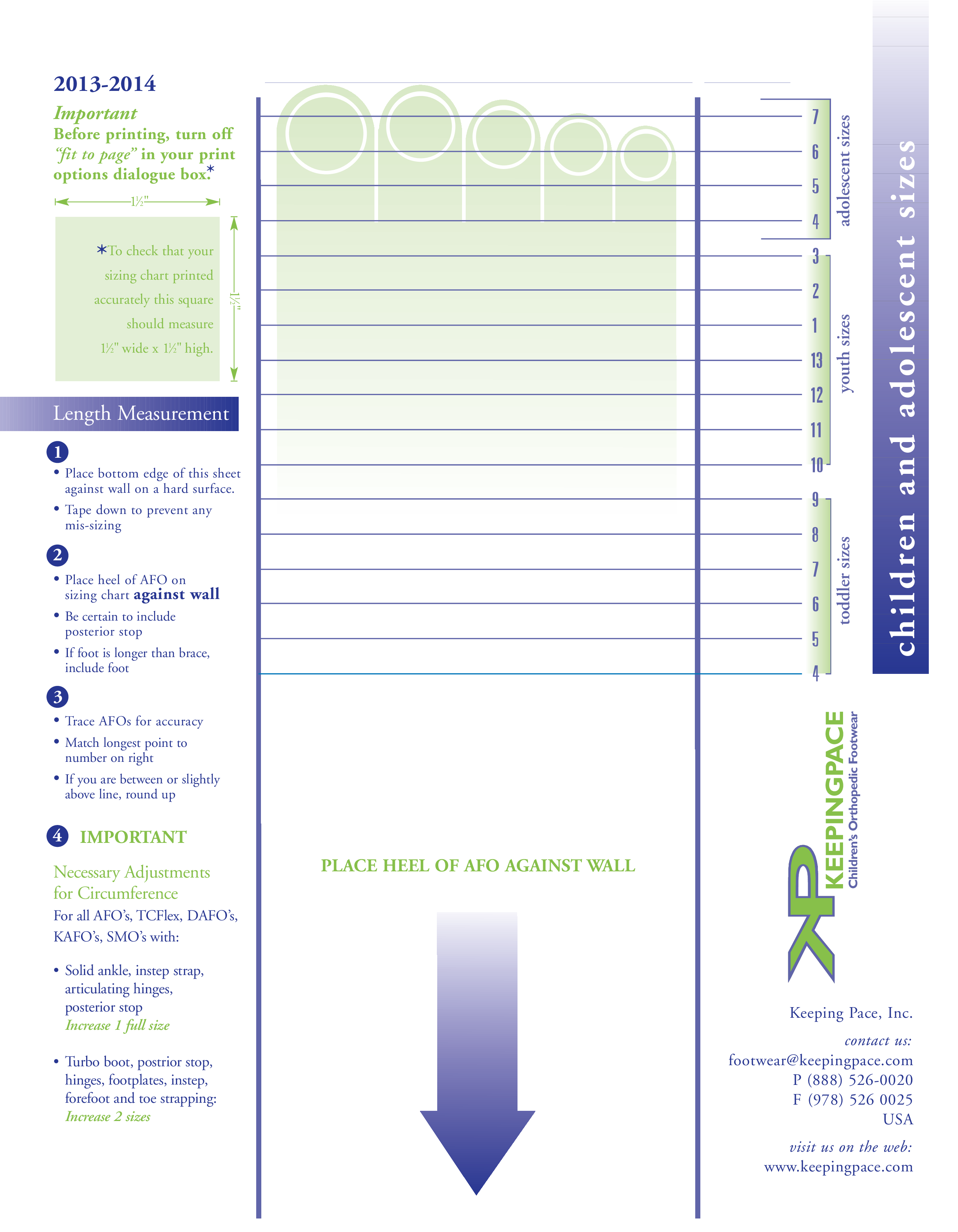 printable shoe size chart template