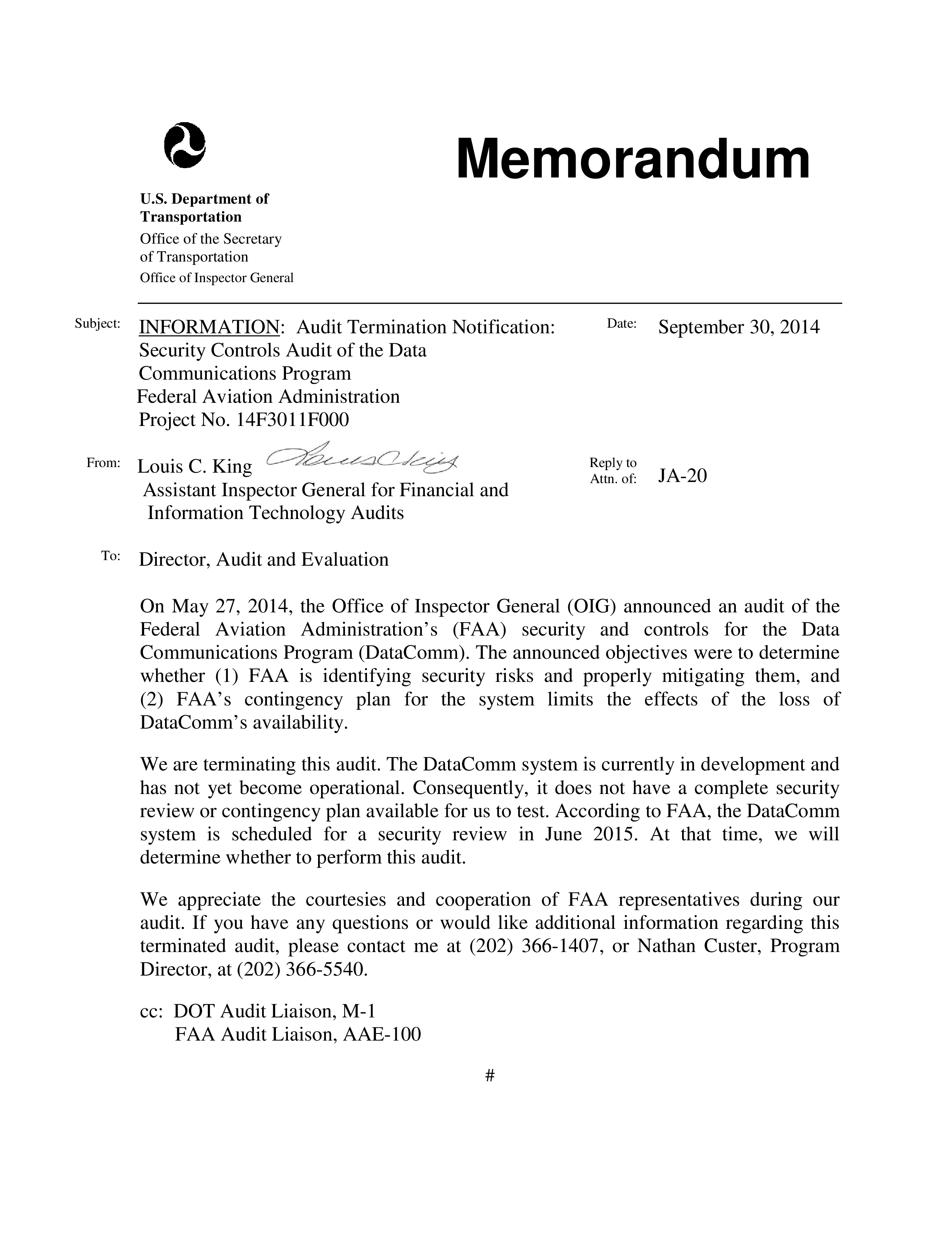 audit announcement memorandum template voorbeeld afbeelding 