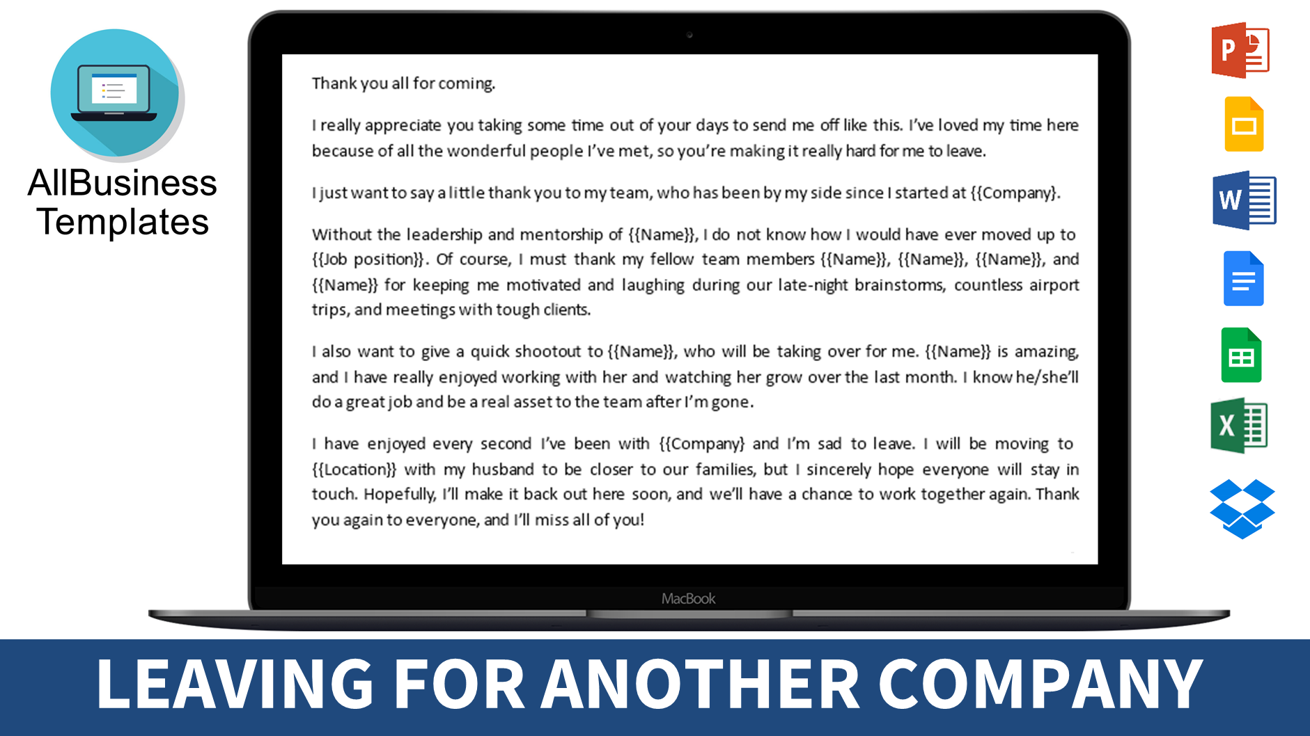 farewell leaving another company speech template