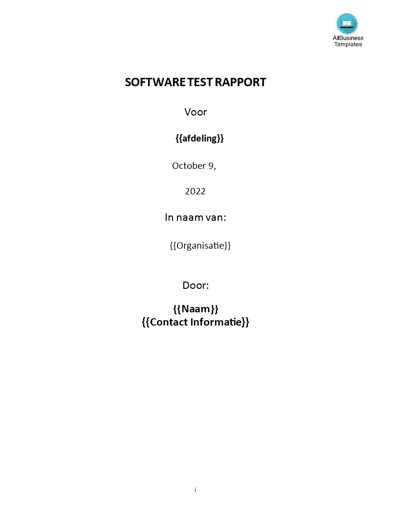 software test rapport template