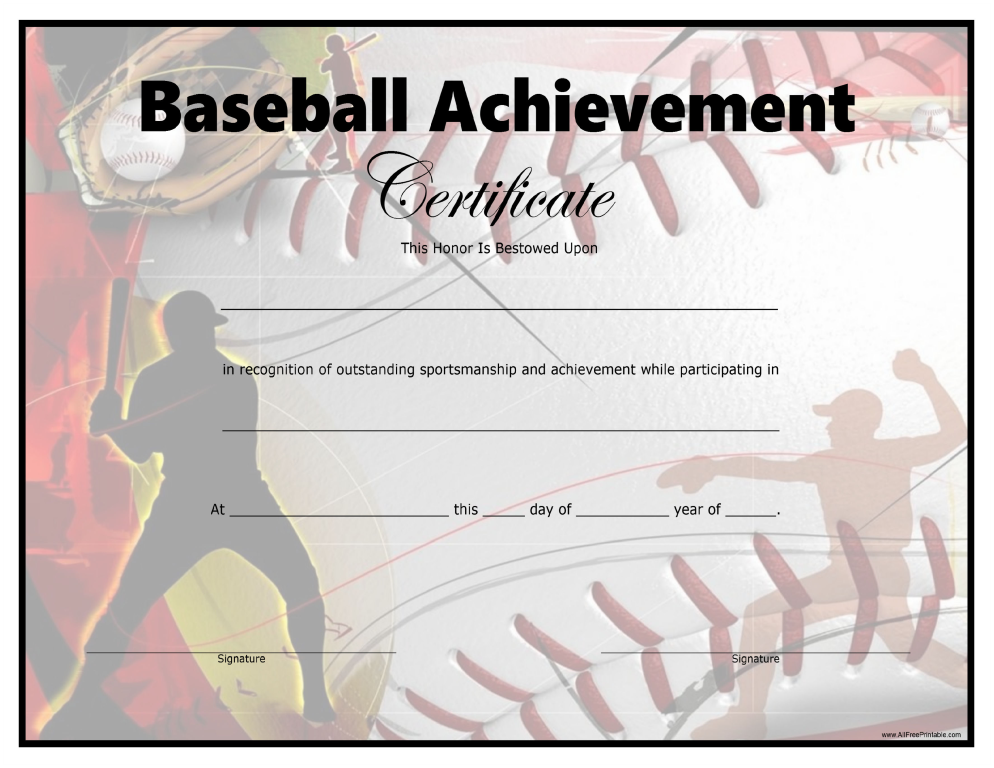 free baseball achievement certificate templates at