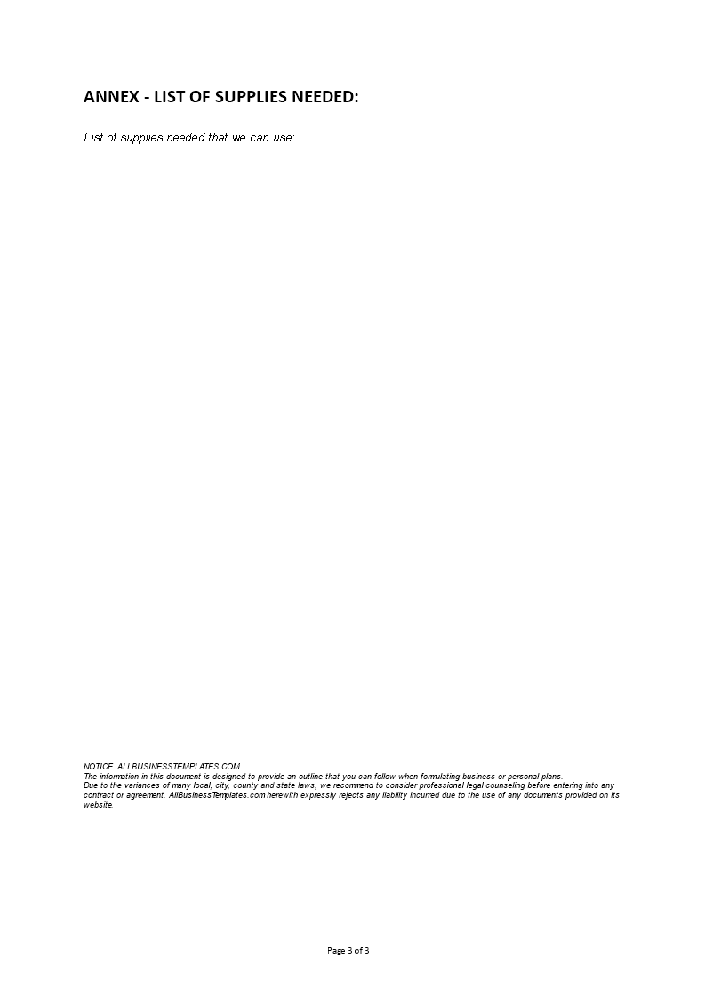 Supplies and Equipment Donations Request Templates at