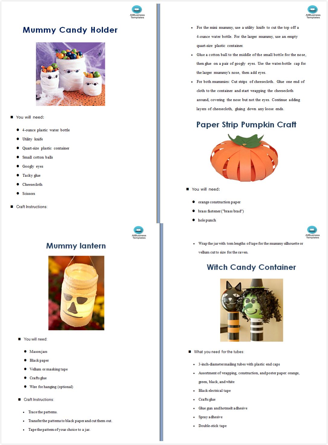 halloween crafts for kids template