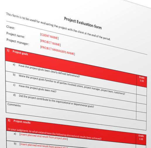 project evaluatie fomulier template Hauptschablonenbild