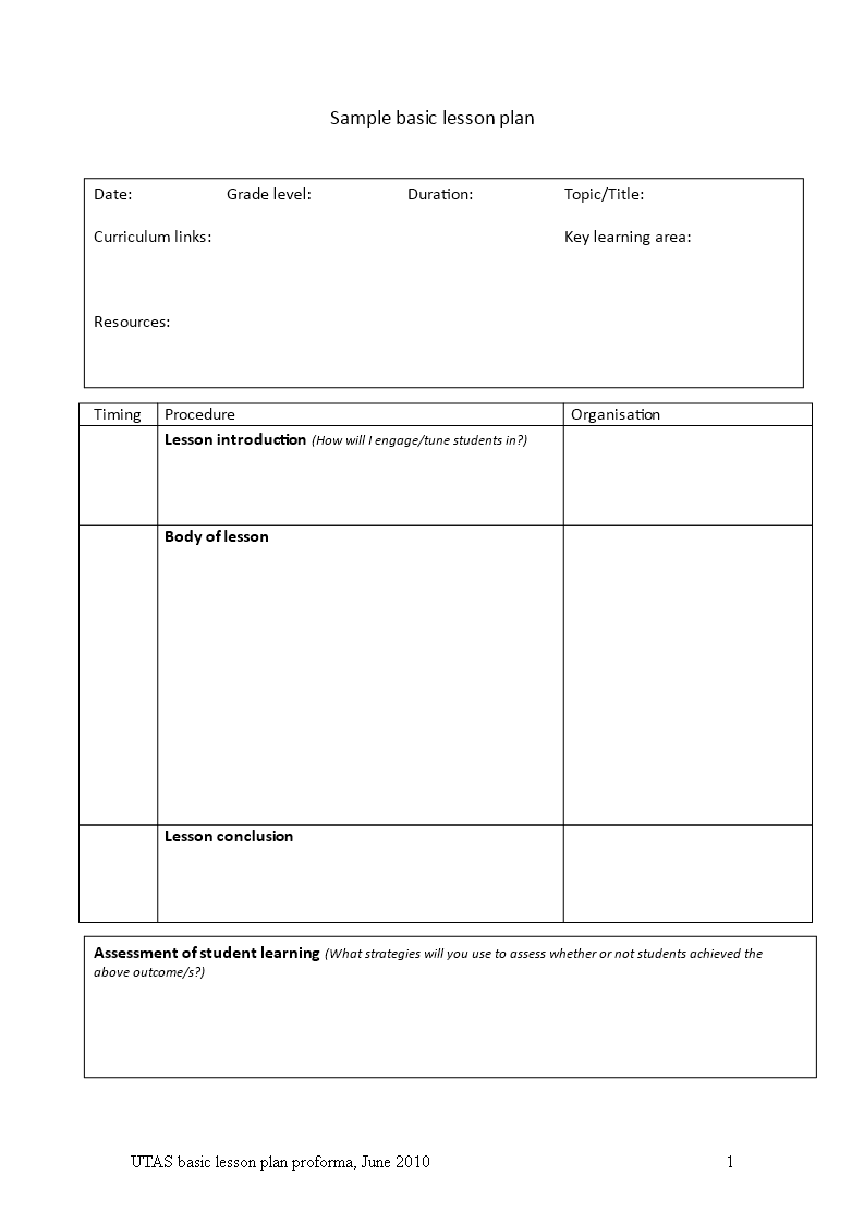 lessons plan template