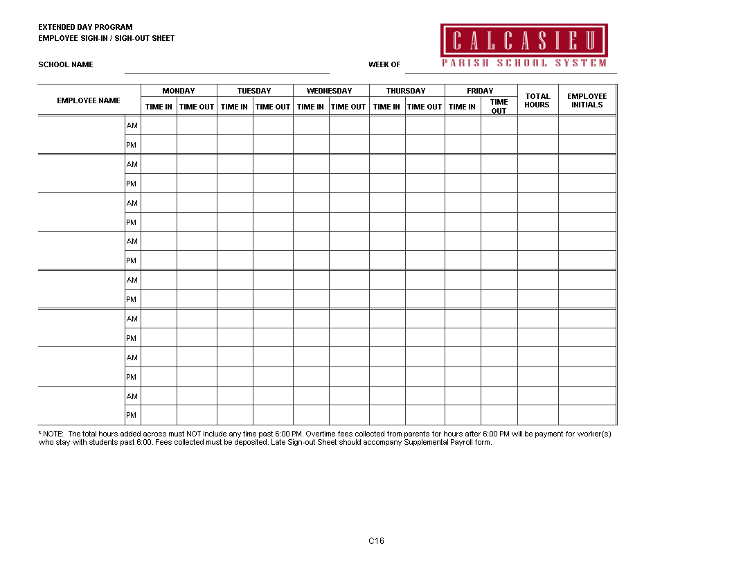 Employee Sign In Sheet Excel Templates At Allbusinesstemplates Com