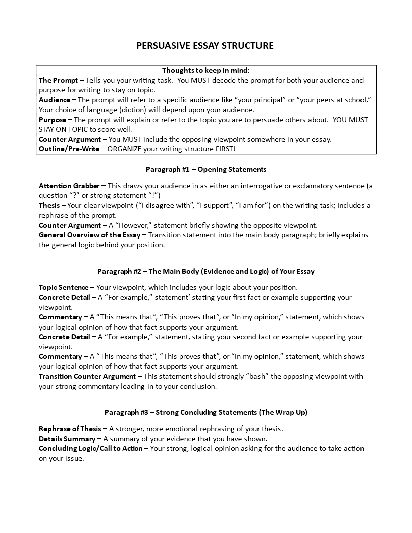 Academic Persuasive Essay Structure 模板