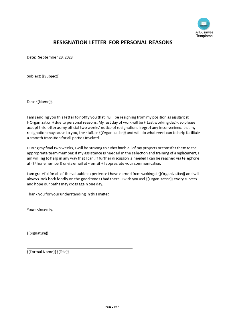 Basic resignation letter format templates at allbusinesstemplates